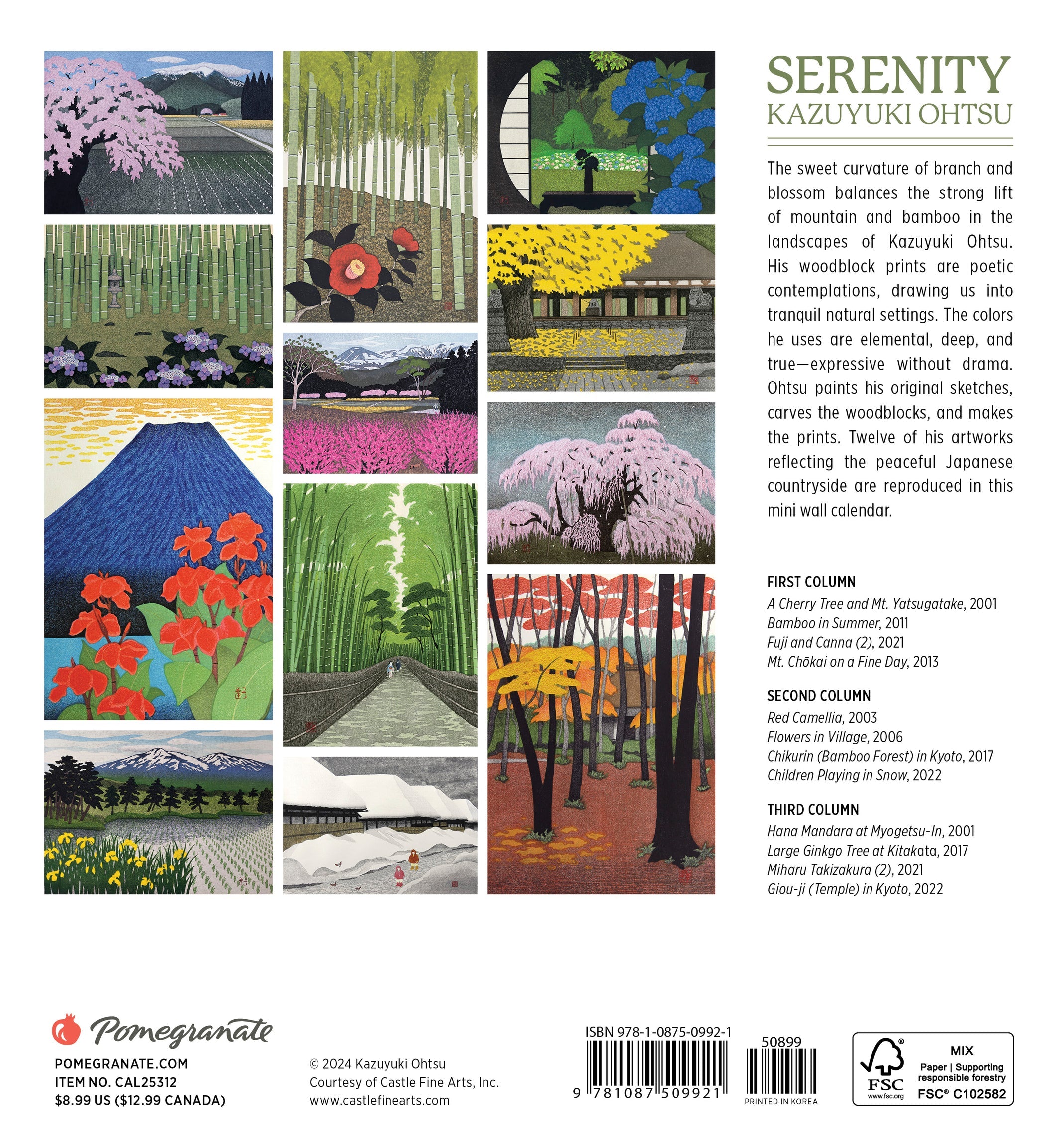 Serenity - Kazuyuki Ohtsu 2025 Mini Wall Calendar    