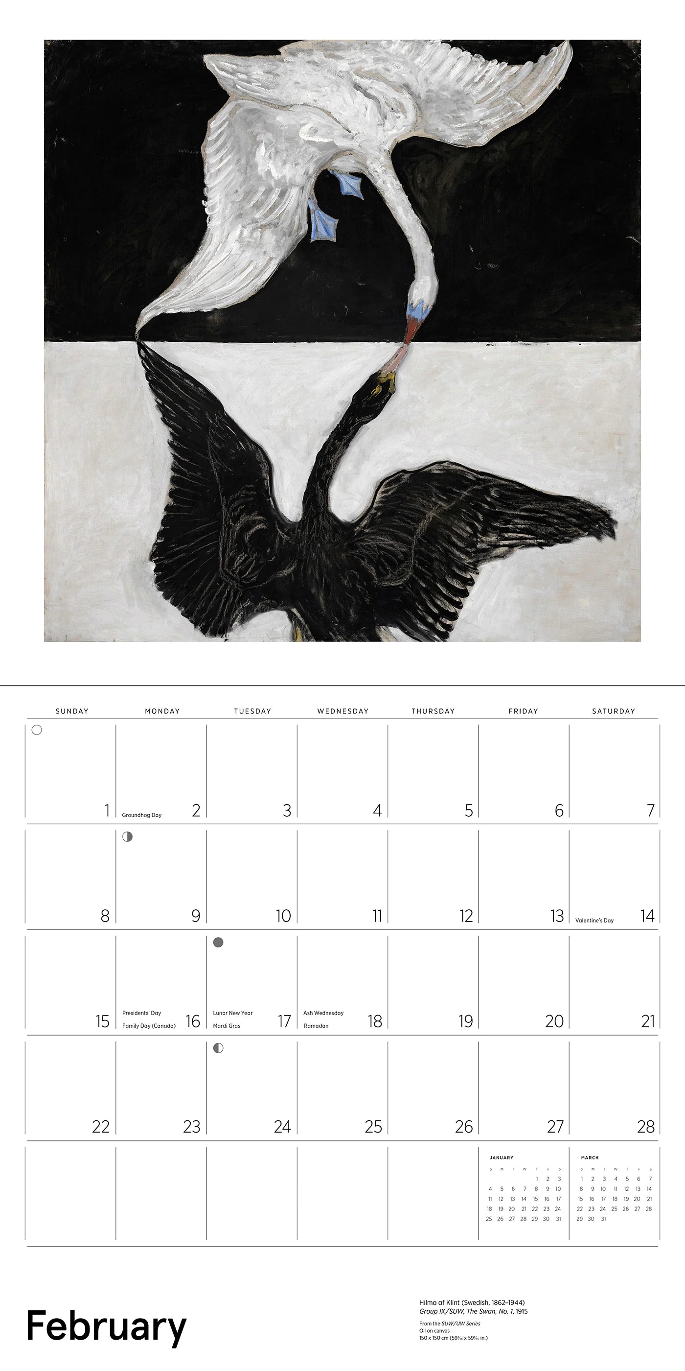 Hilma af Klint Original Abstraction 2026 Wall Calendar