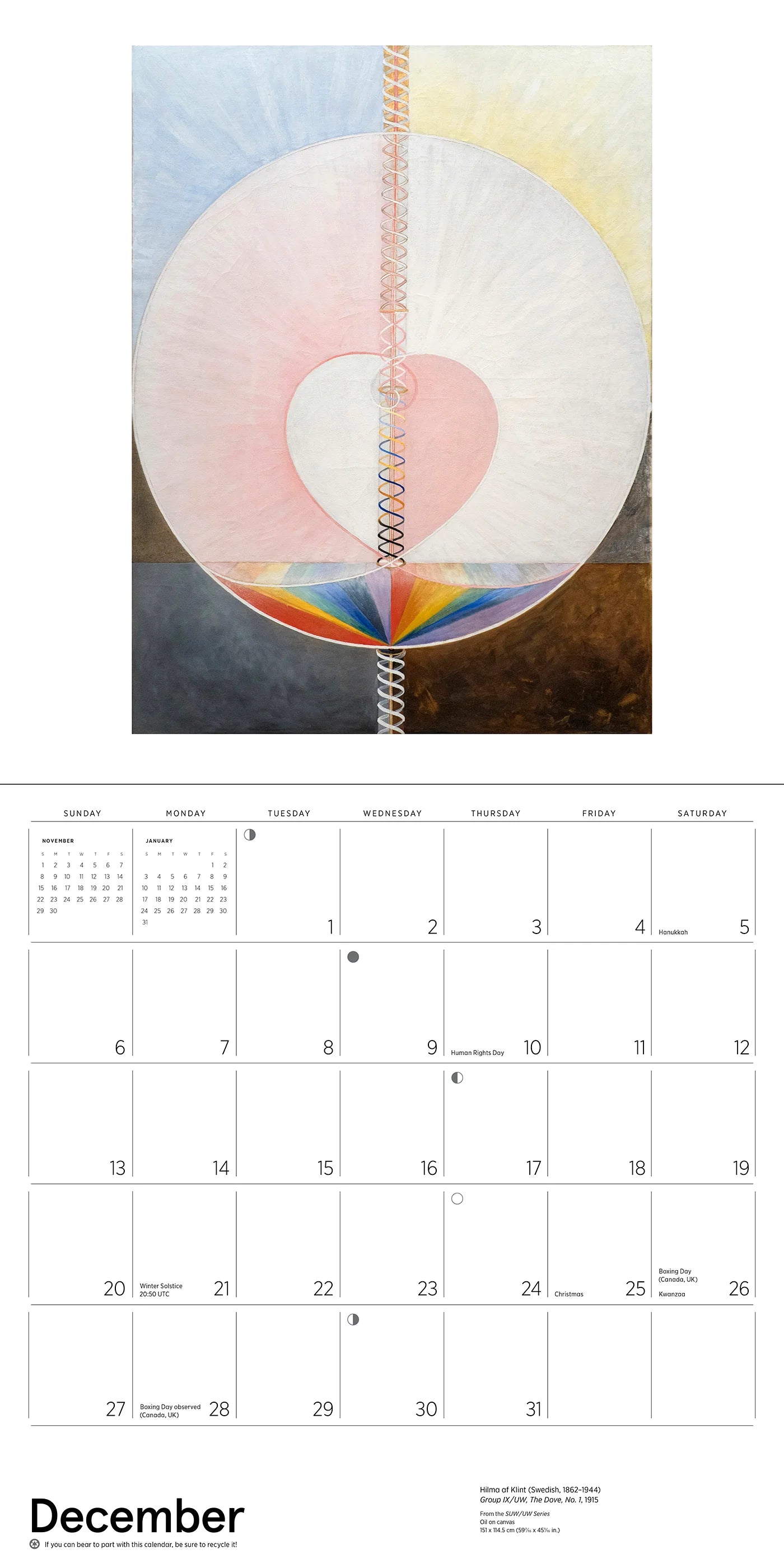 Hilma af Klint Original Abstraction 2026 Wall Calendar