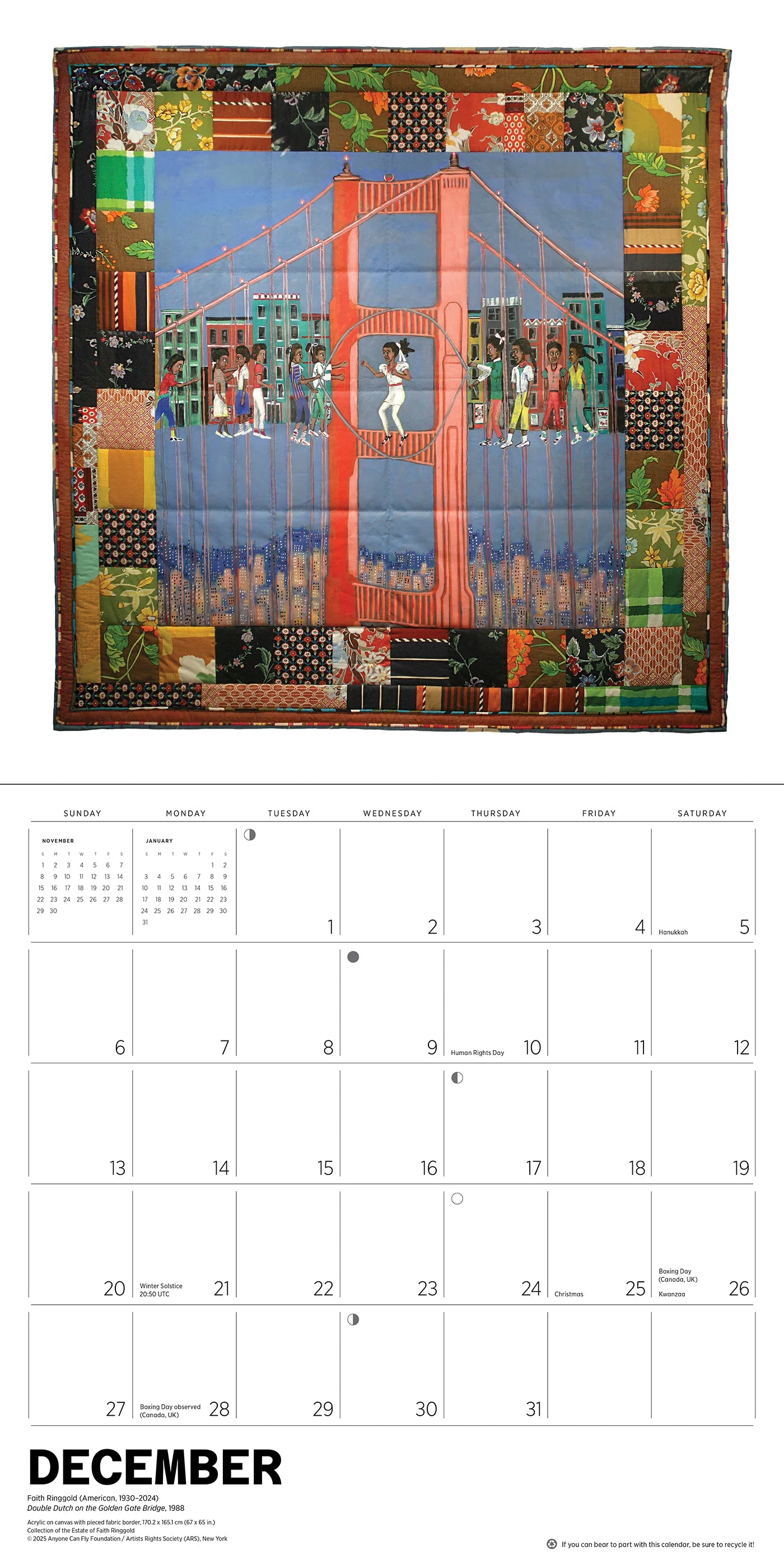 Faith Ringgold 2026 Wall Calendar