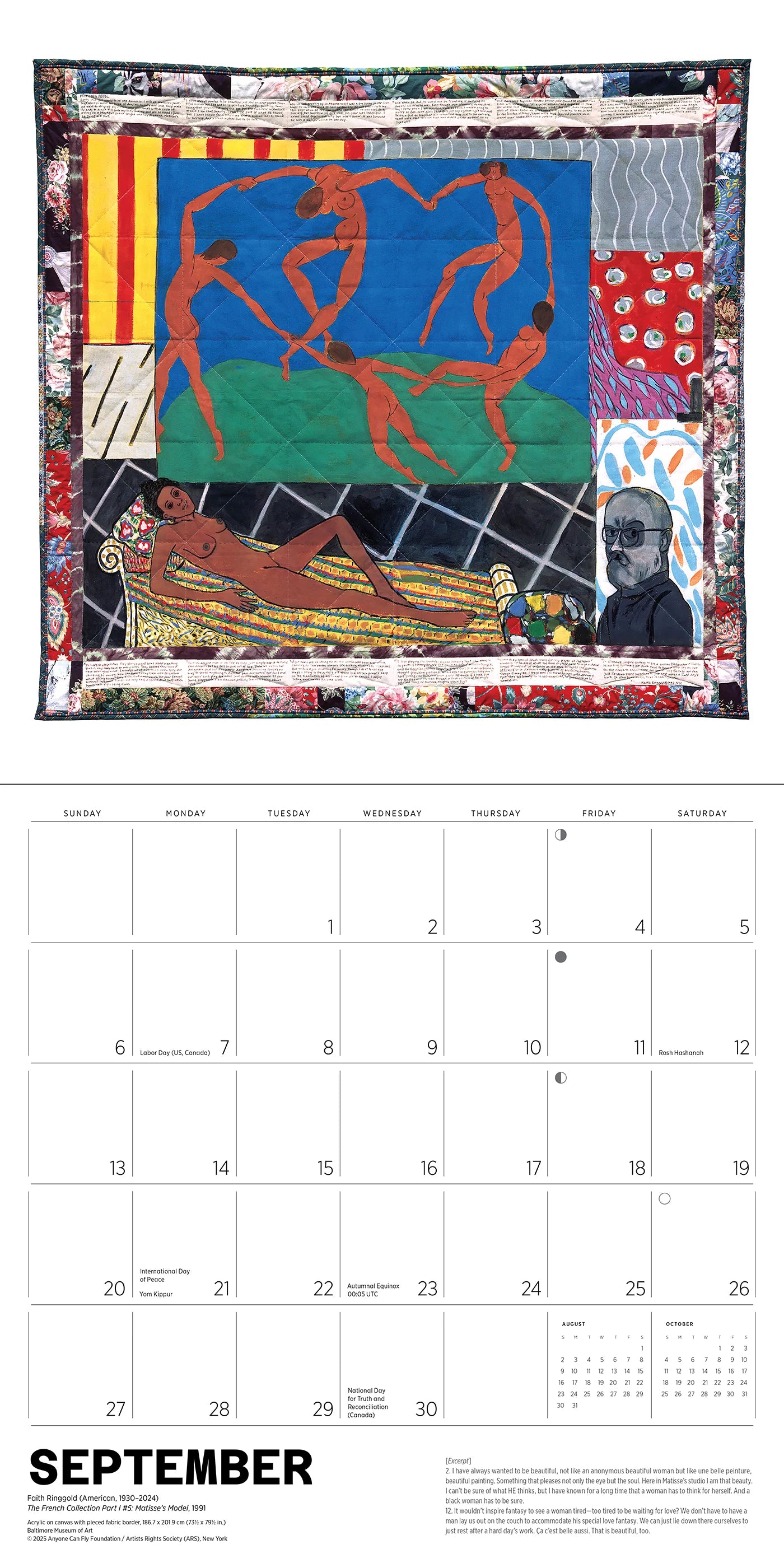 Faith Ringgold 2026 Wall Calendar