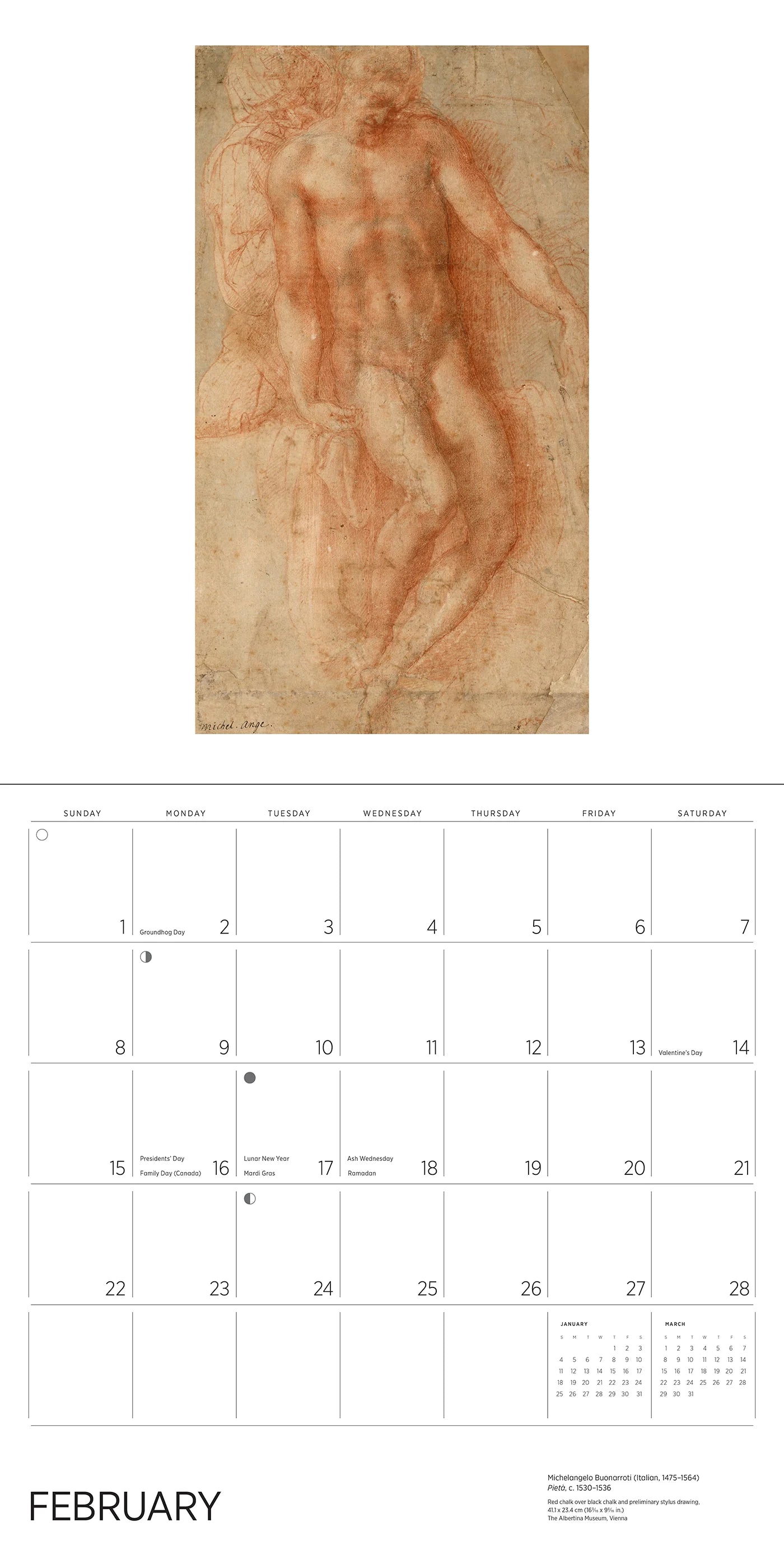 Michelangelo 2026 Wall Calendar