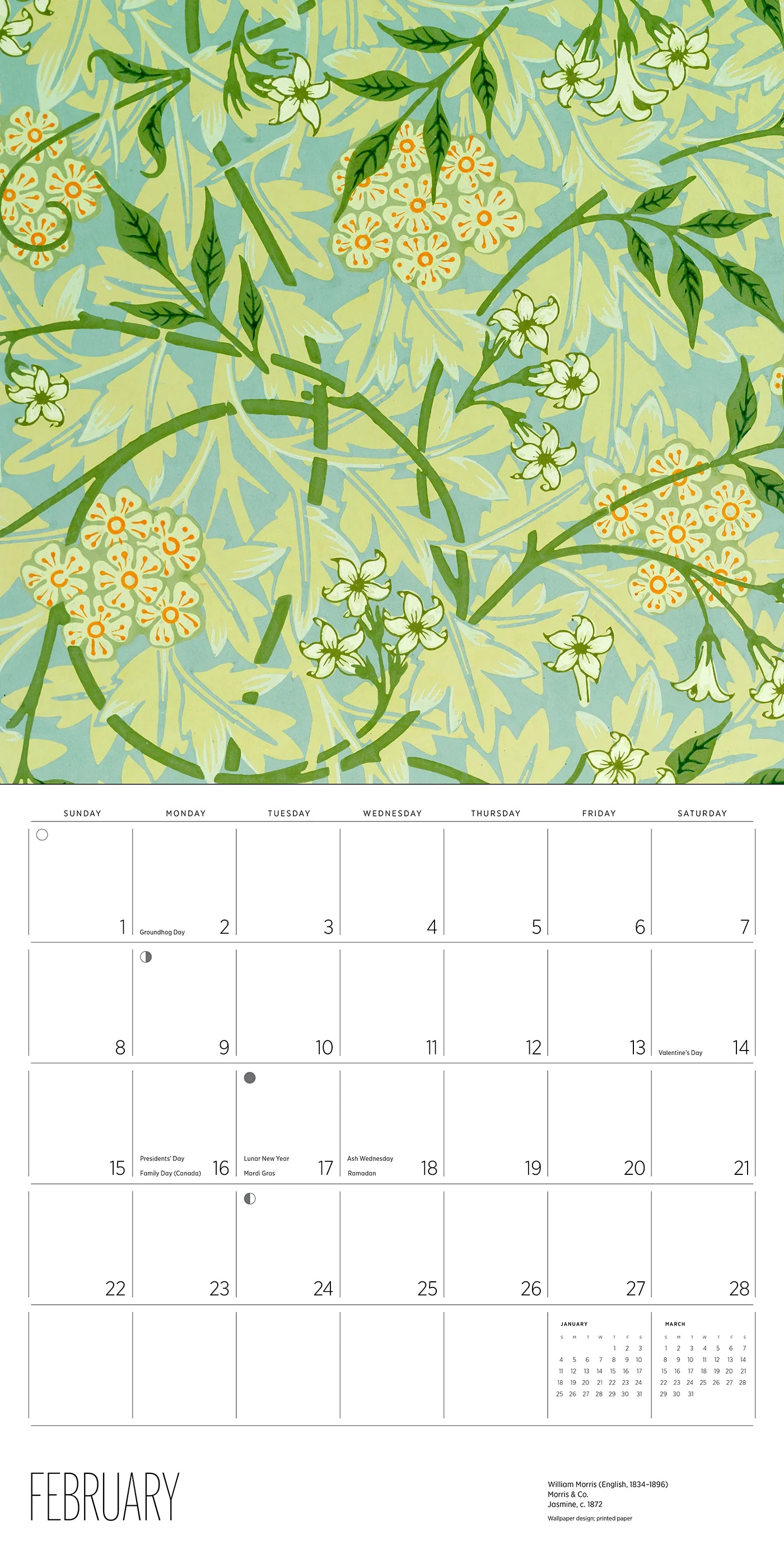 William Morris Arts & Crafts Designs 2026 Wall Calendar