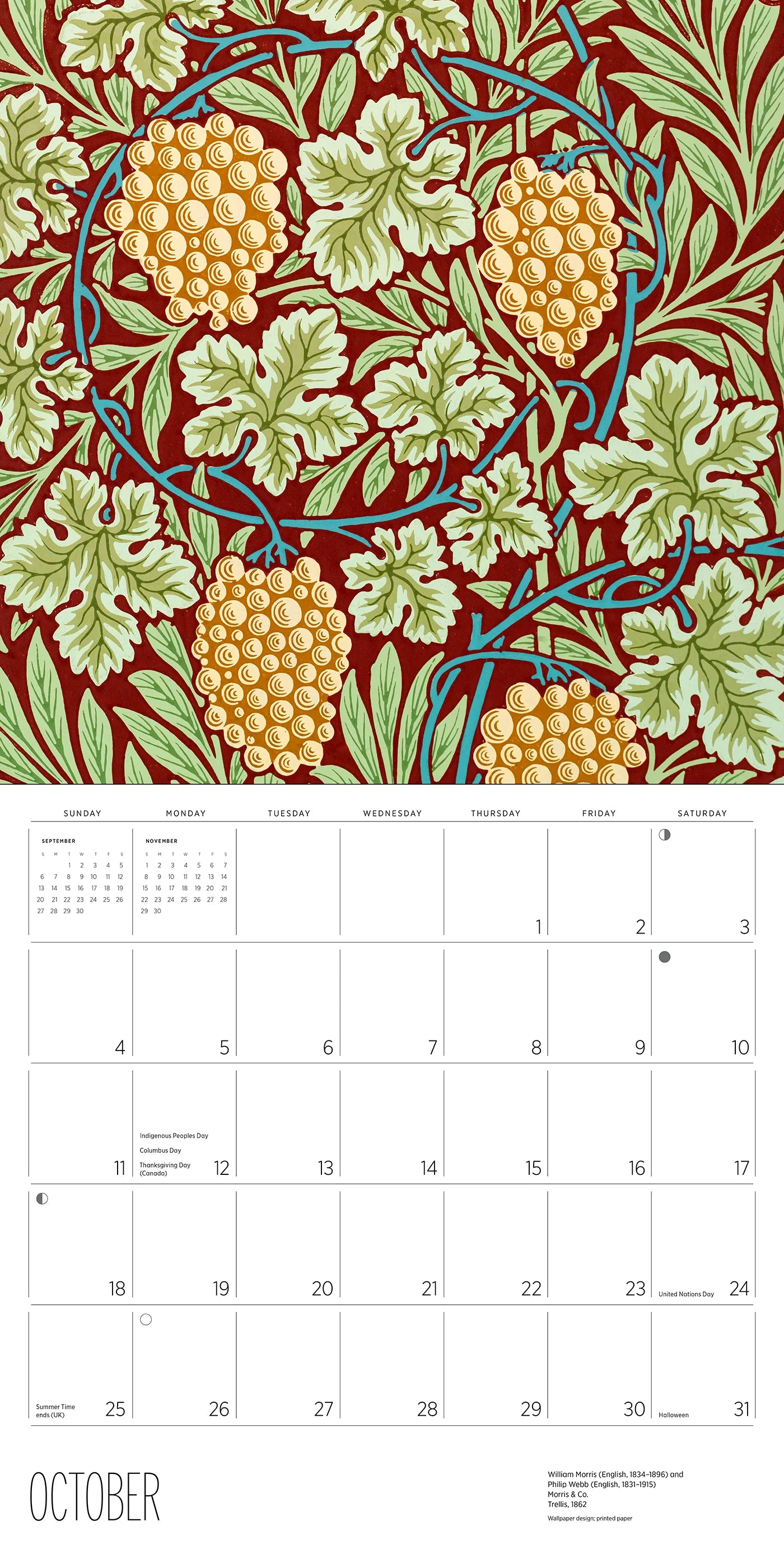 William Morris Arts & Crafts Designs 2026 Wall Calendar
