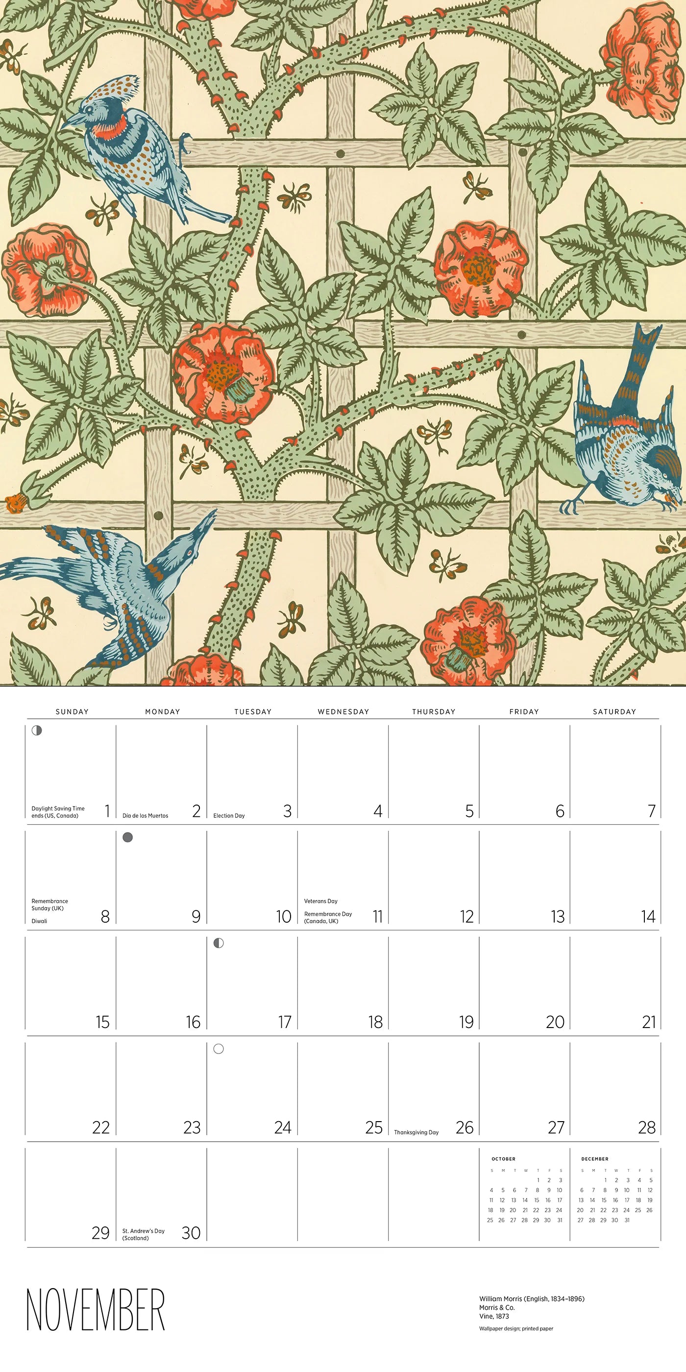 William Morris Arts & Crafts Designs 2026 Wall Calendar