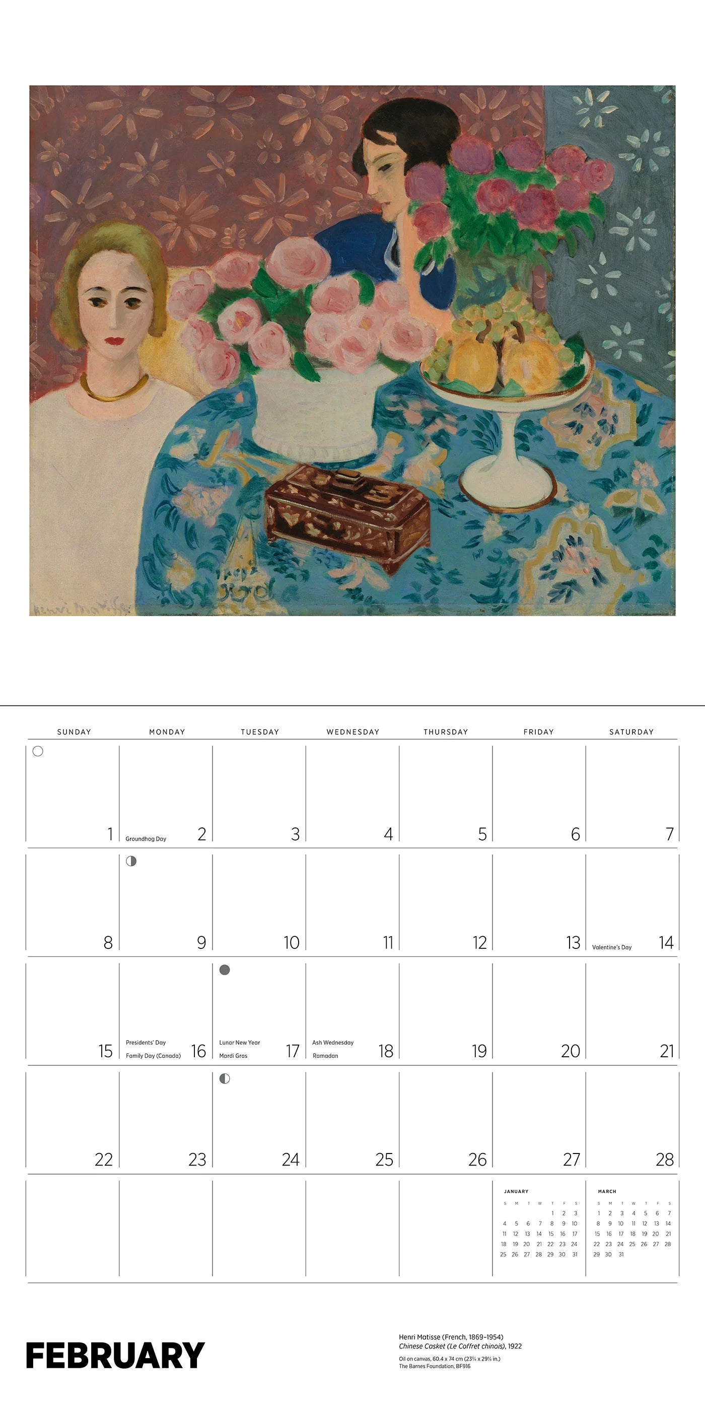 Henri Matisse 2026 Wall Calendar