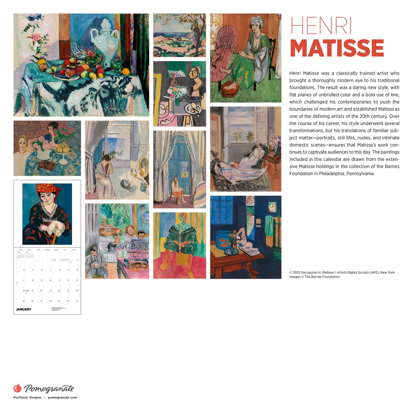 Henri Matisse 2026 Wall Calendar