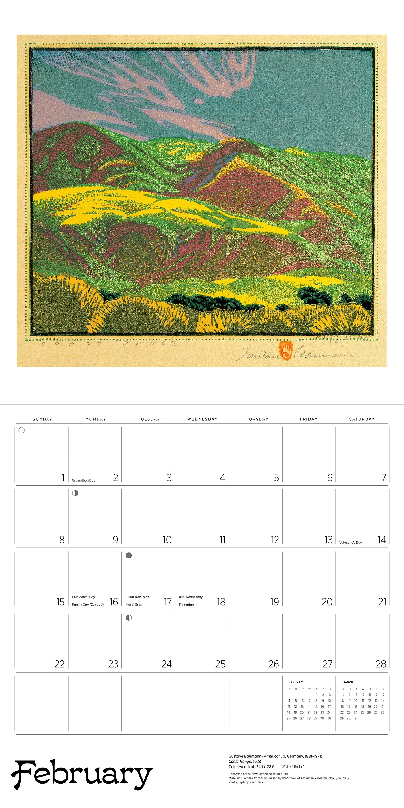 A Small, Untroubled World: The Art of Gustave Baumann 2026 Calendar