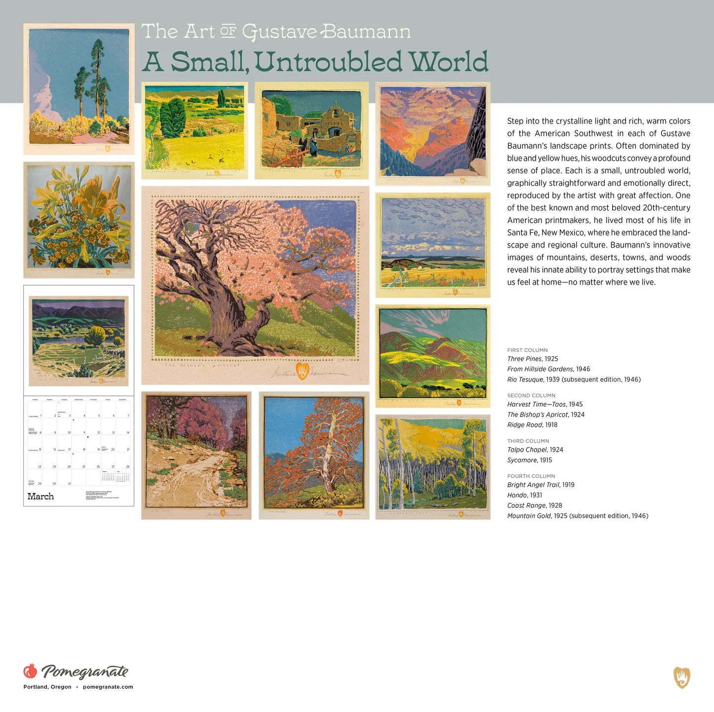 A Small, Untroubled World: The Art of Gustave Baumann 2026 Calendar