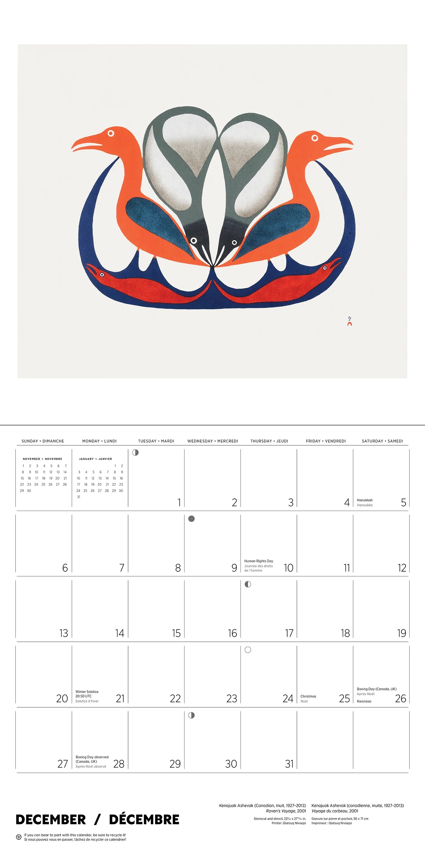 Kenojuak Ashevak 2026 Wall Calendar