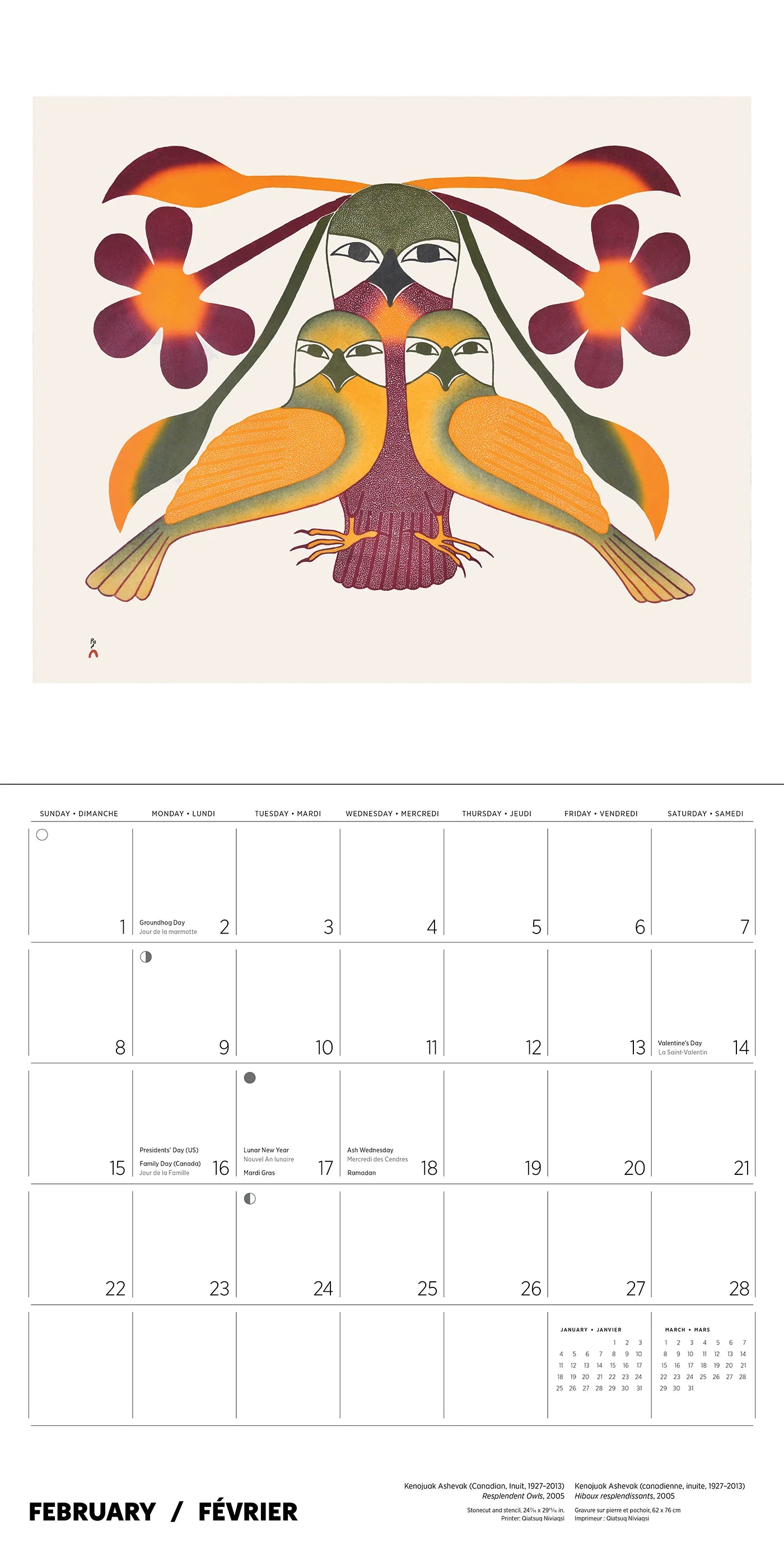 Kenojuak Ashevak 2026 Wall Calendar