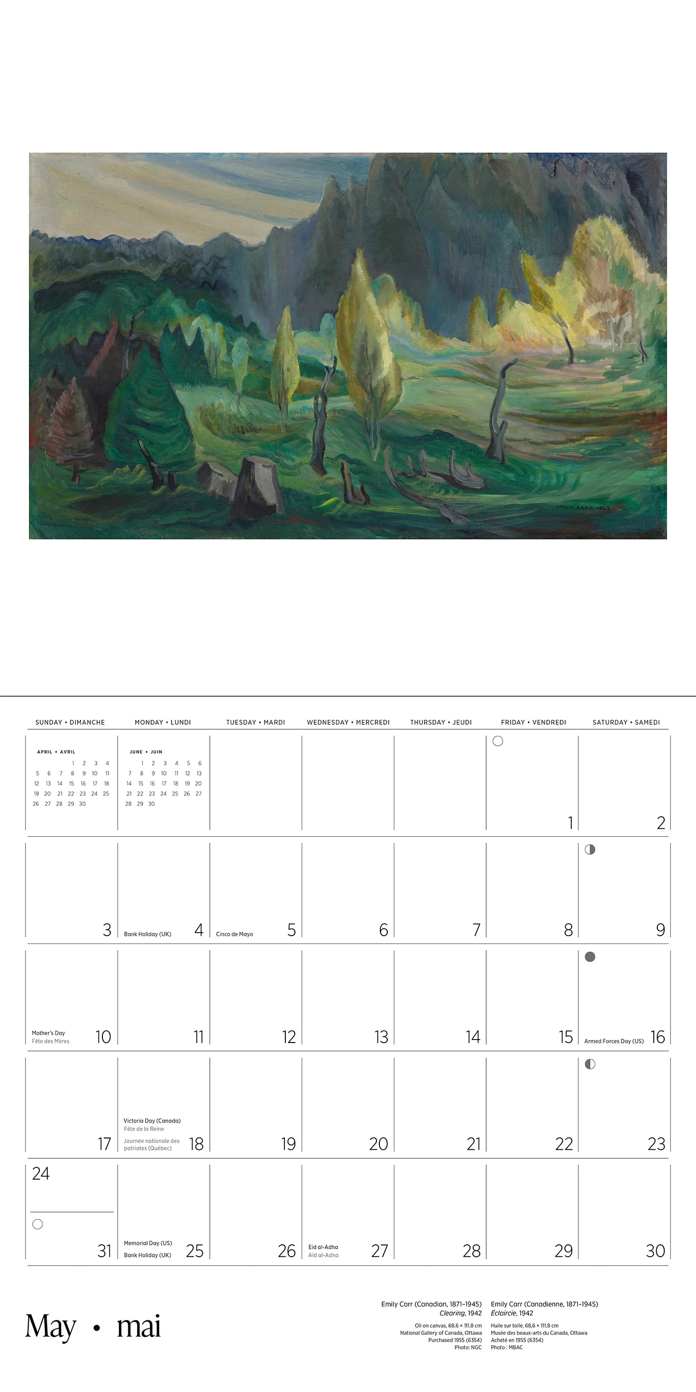 Emily Carr 2026 Wall Calendar