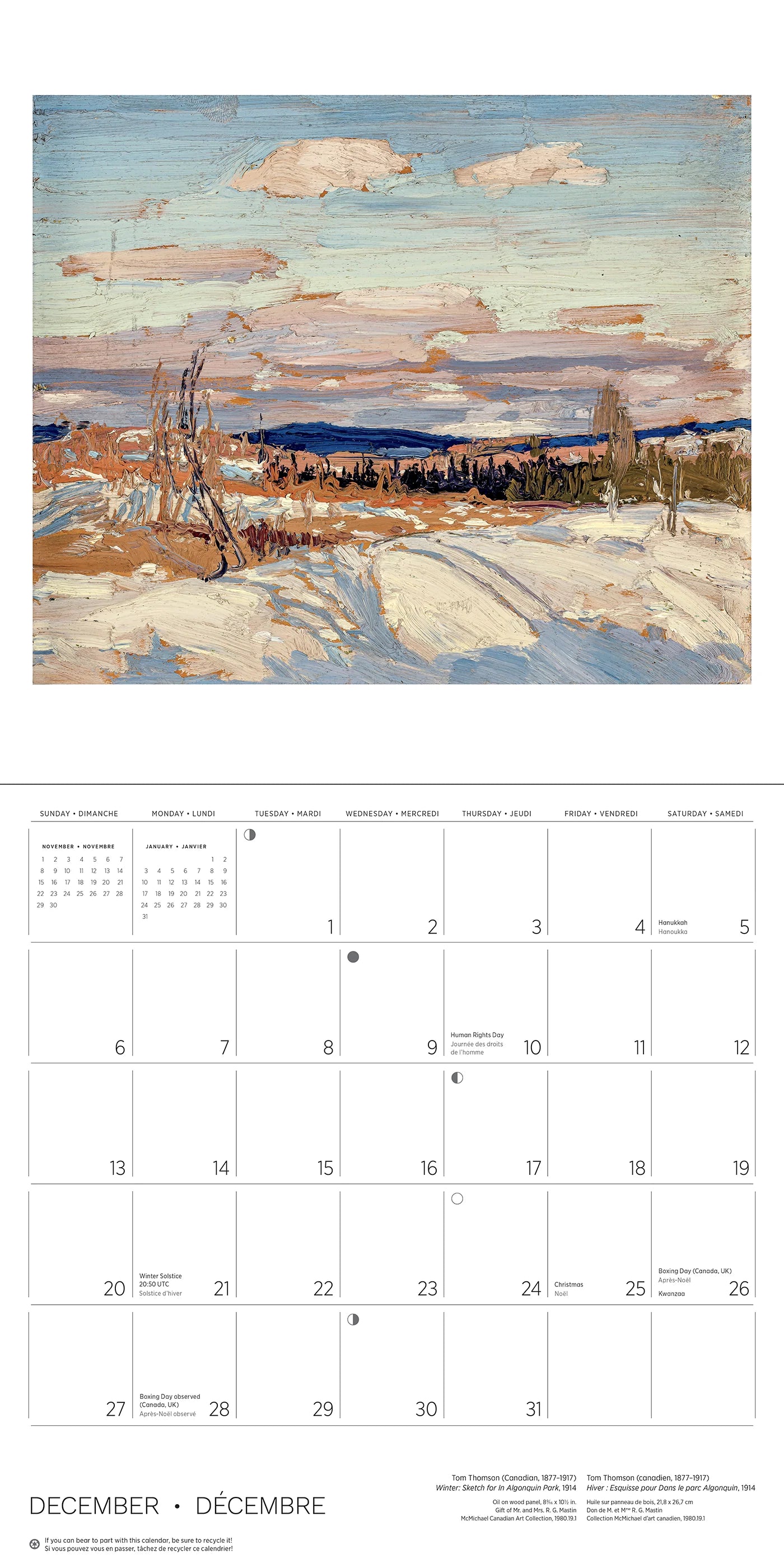 Tom Thomson 2026 Wall Calendar