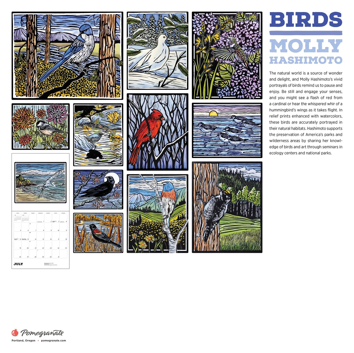 Molly Hashimoto Birds 2026 Wall Calendar