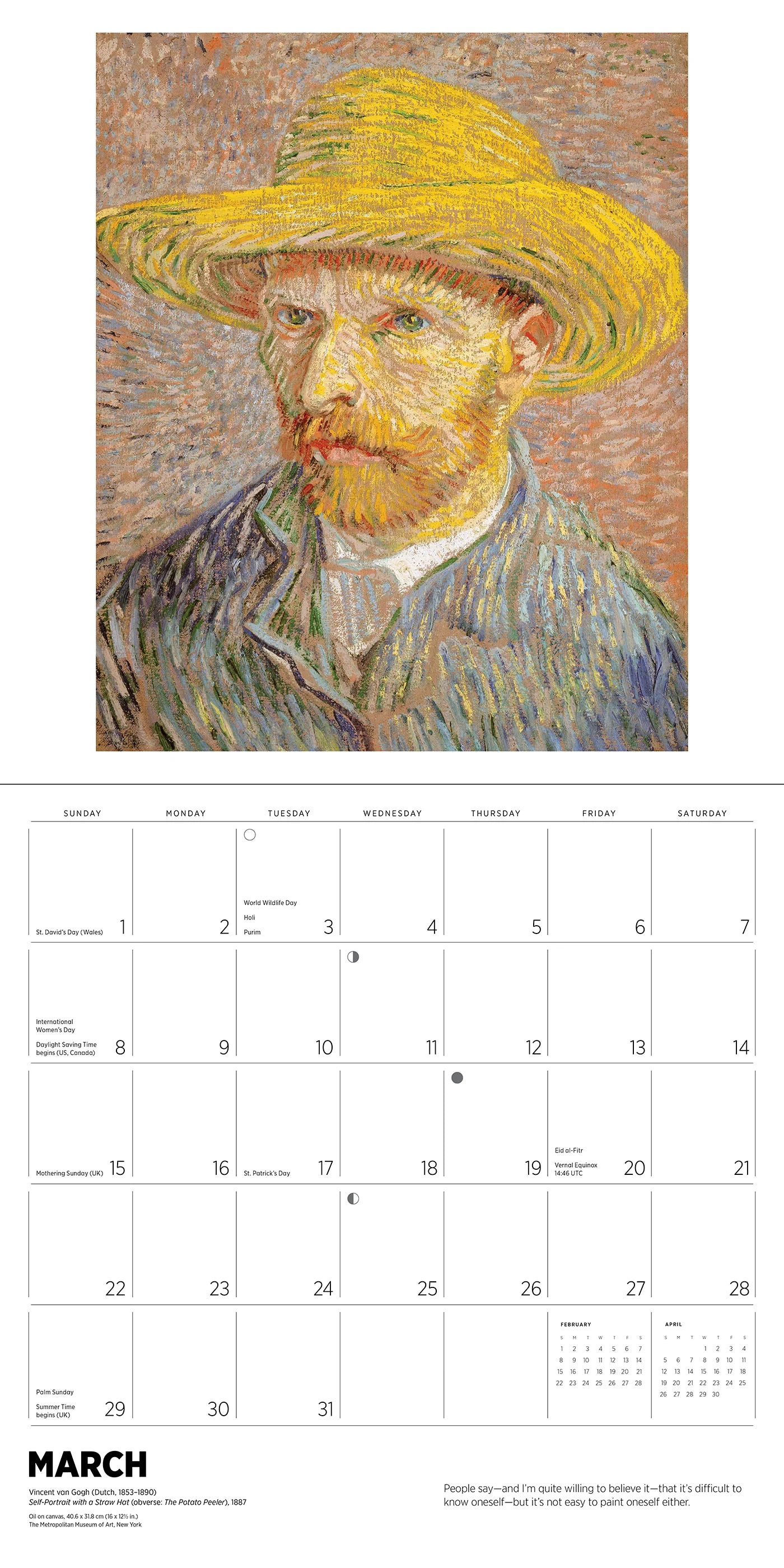 Vincent van Gogh 2026 Wall Calendar