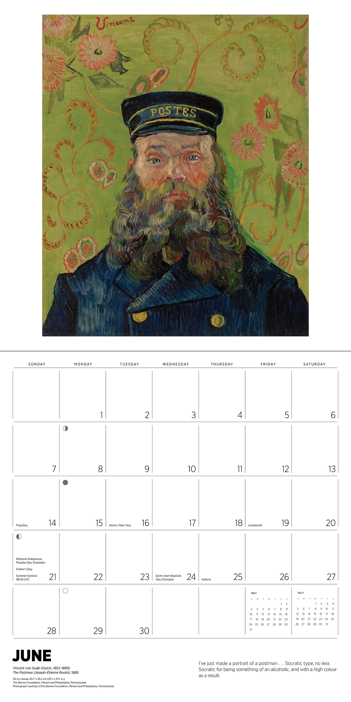 Vincent van Gogh 2026 Wall Calendar