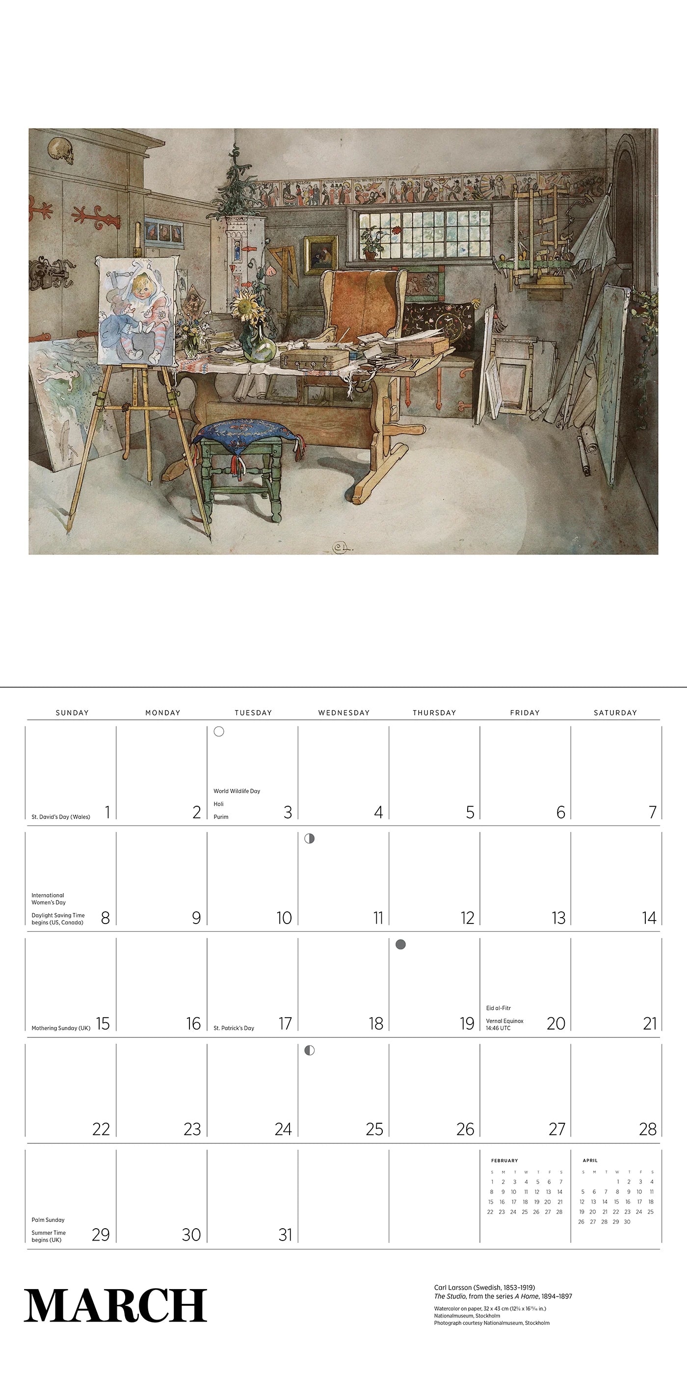Carl Larsson 2026 Wall Calendar