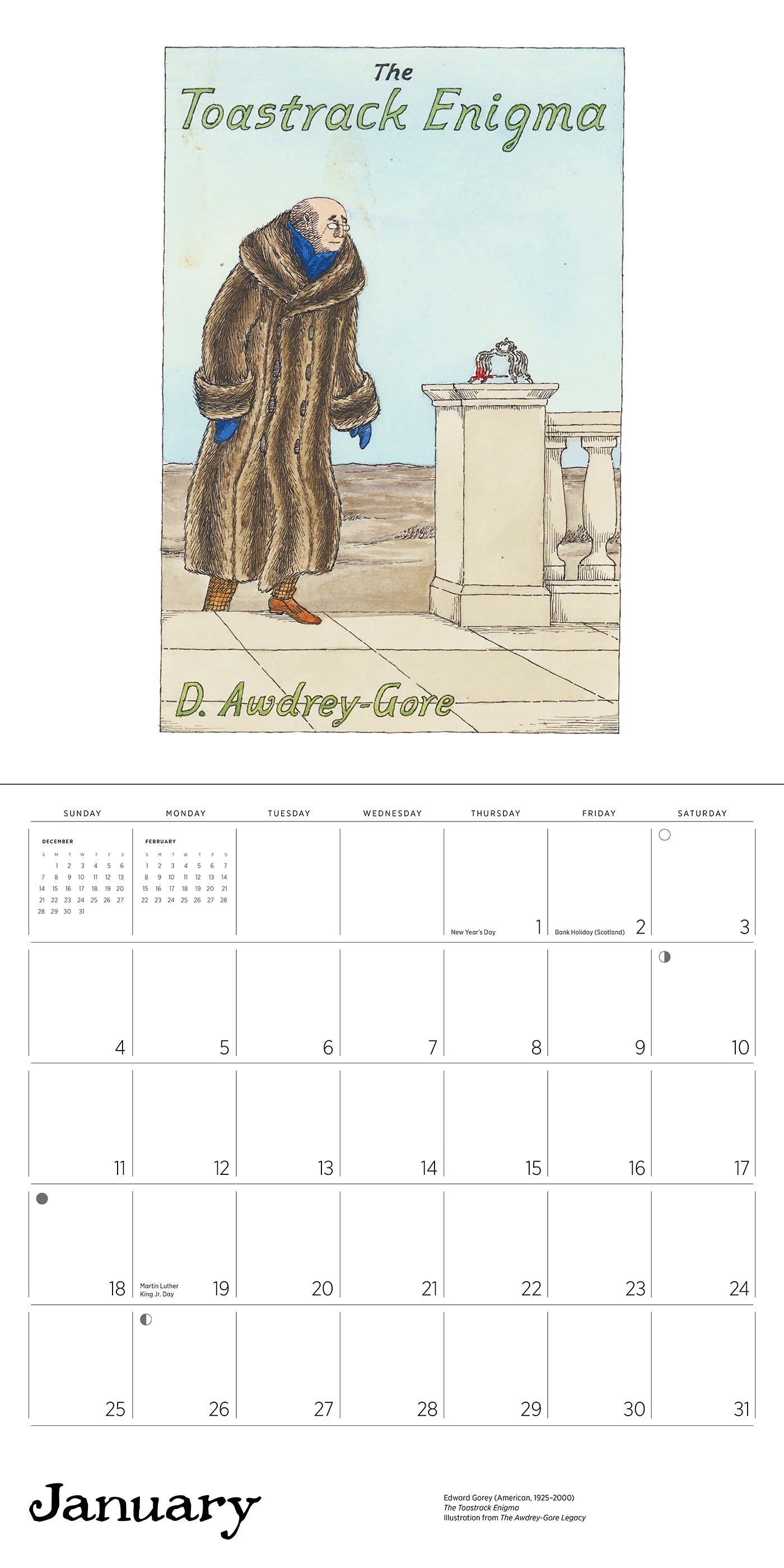Edward Gorey 2026 Wall Calendar
