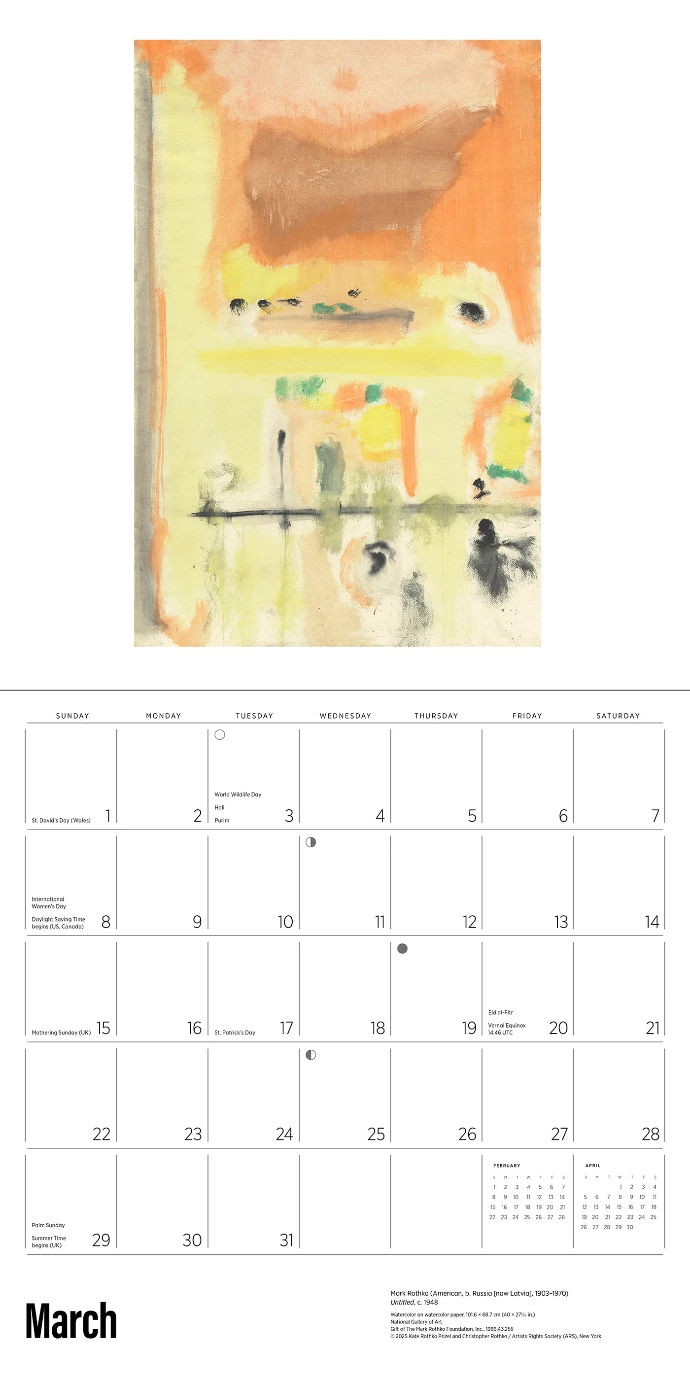 Rothko 2026 Wall Calendar