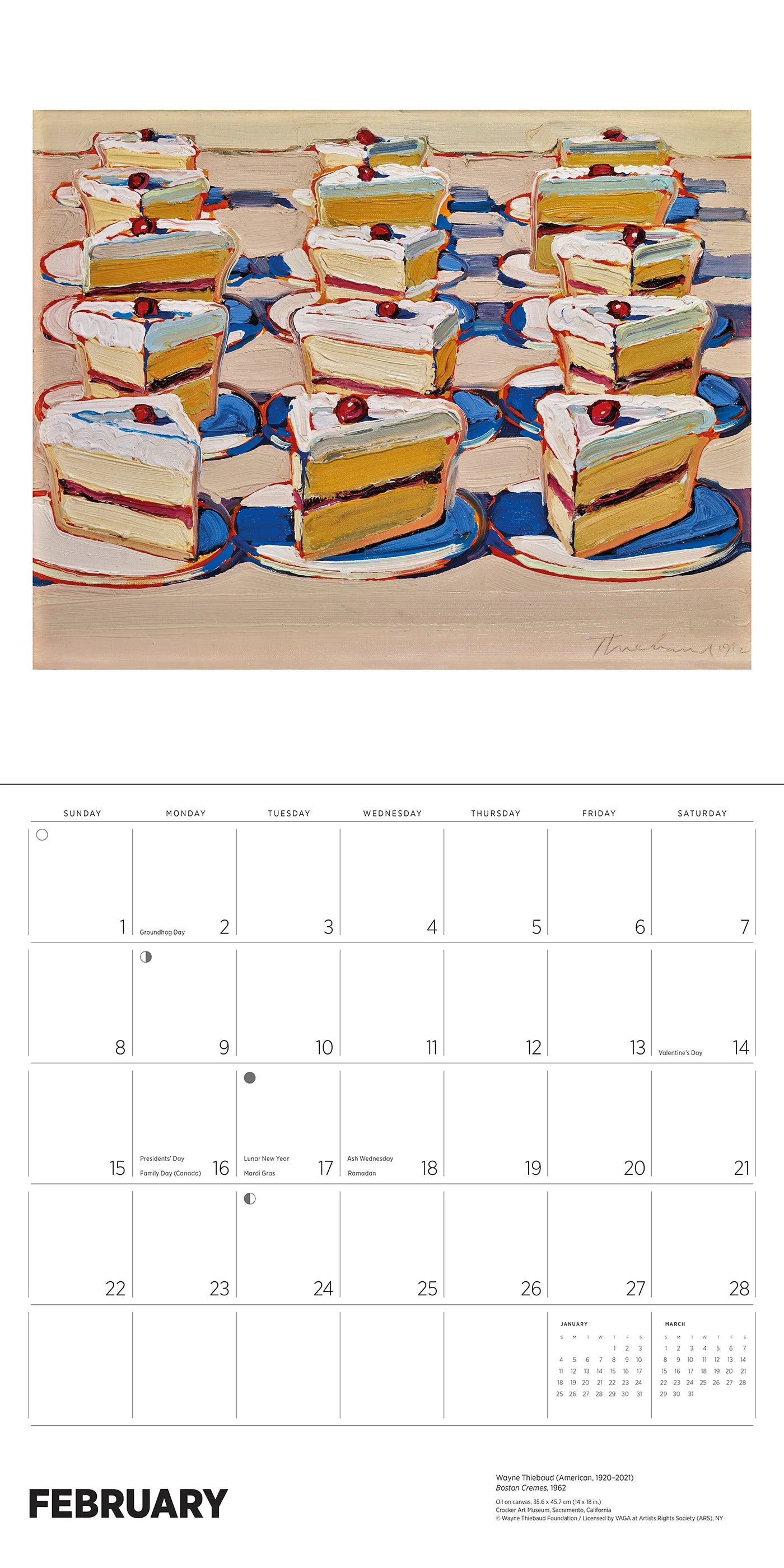 Wayne Thiebaud 2026 Wall Calendar