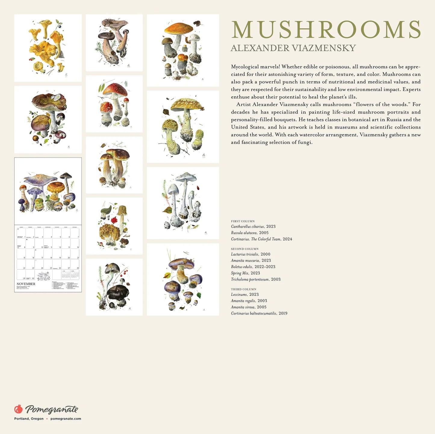 Mushrooms: Alexander Viazmensky 2026 Wall Calendar