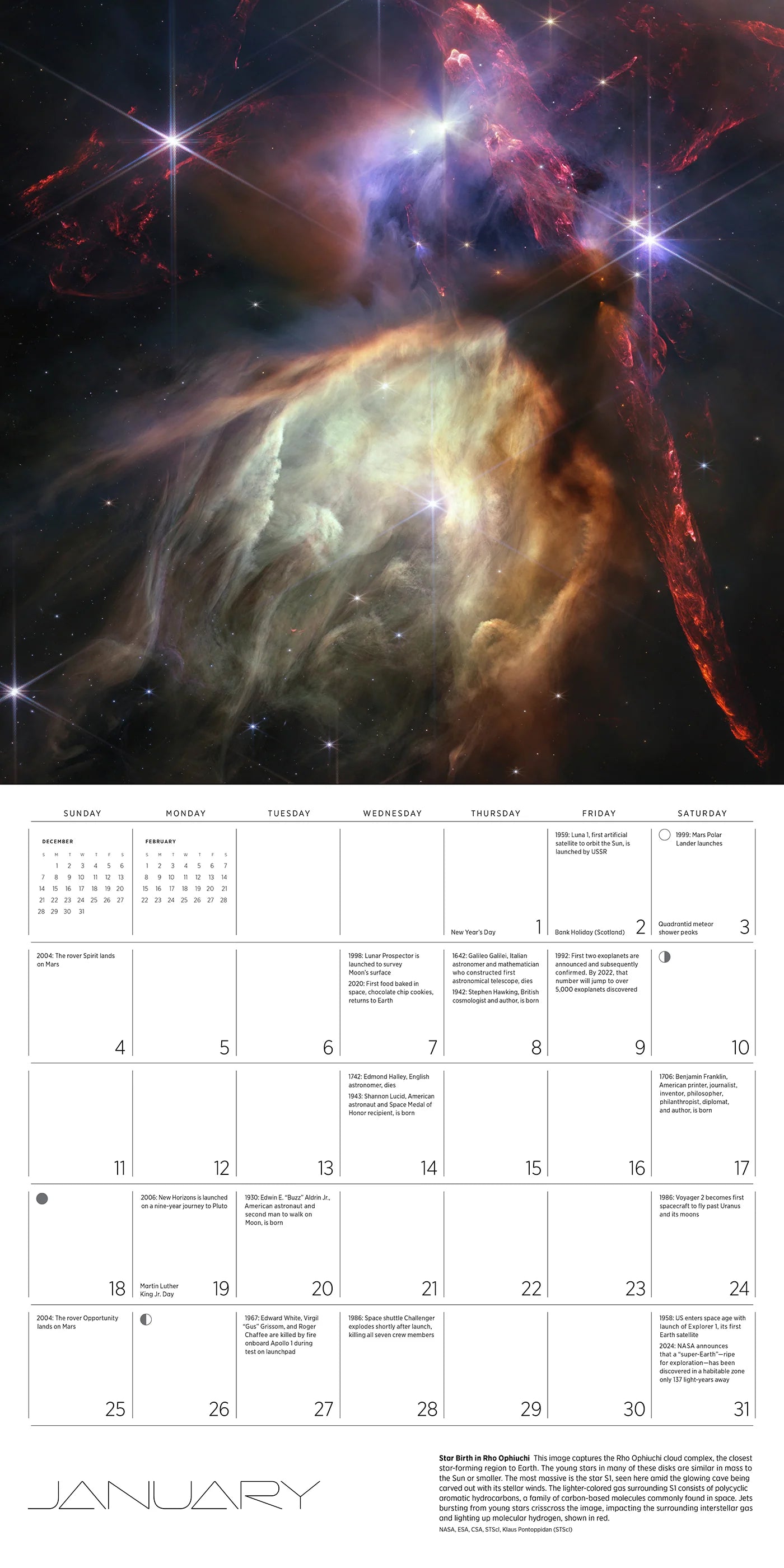 Space: Views From The Hubble & James Webb Telescope 2026 Wall Calendar
