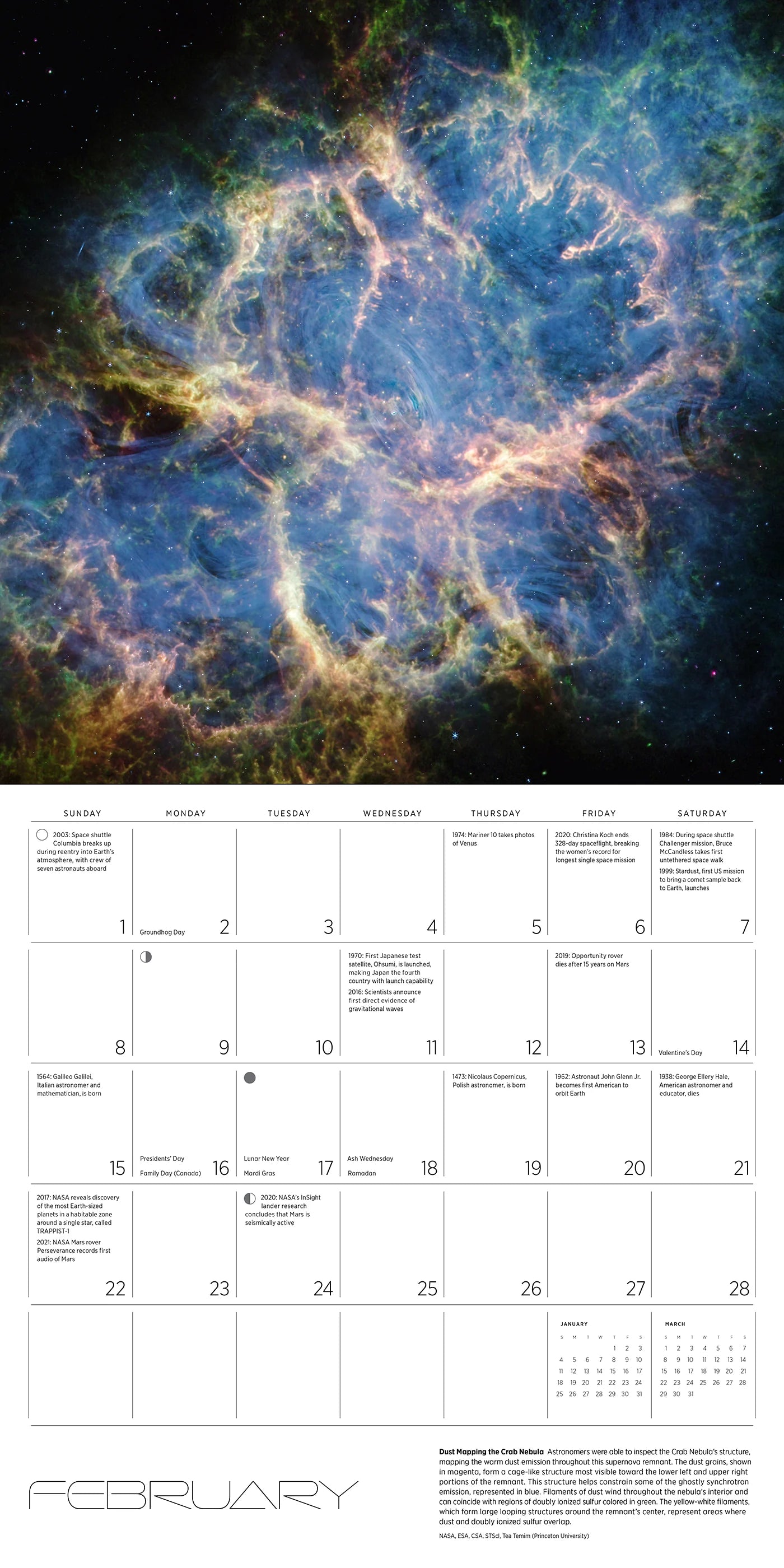 Space: Views From The Hubble & James Webb Telescope 2026 Wall Calendar