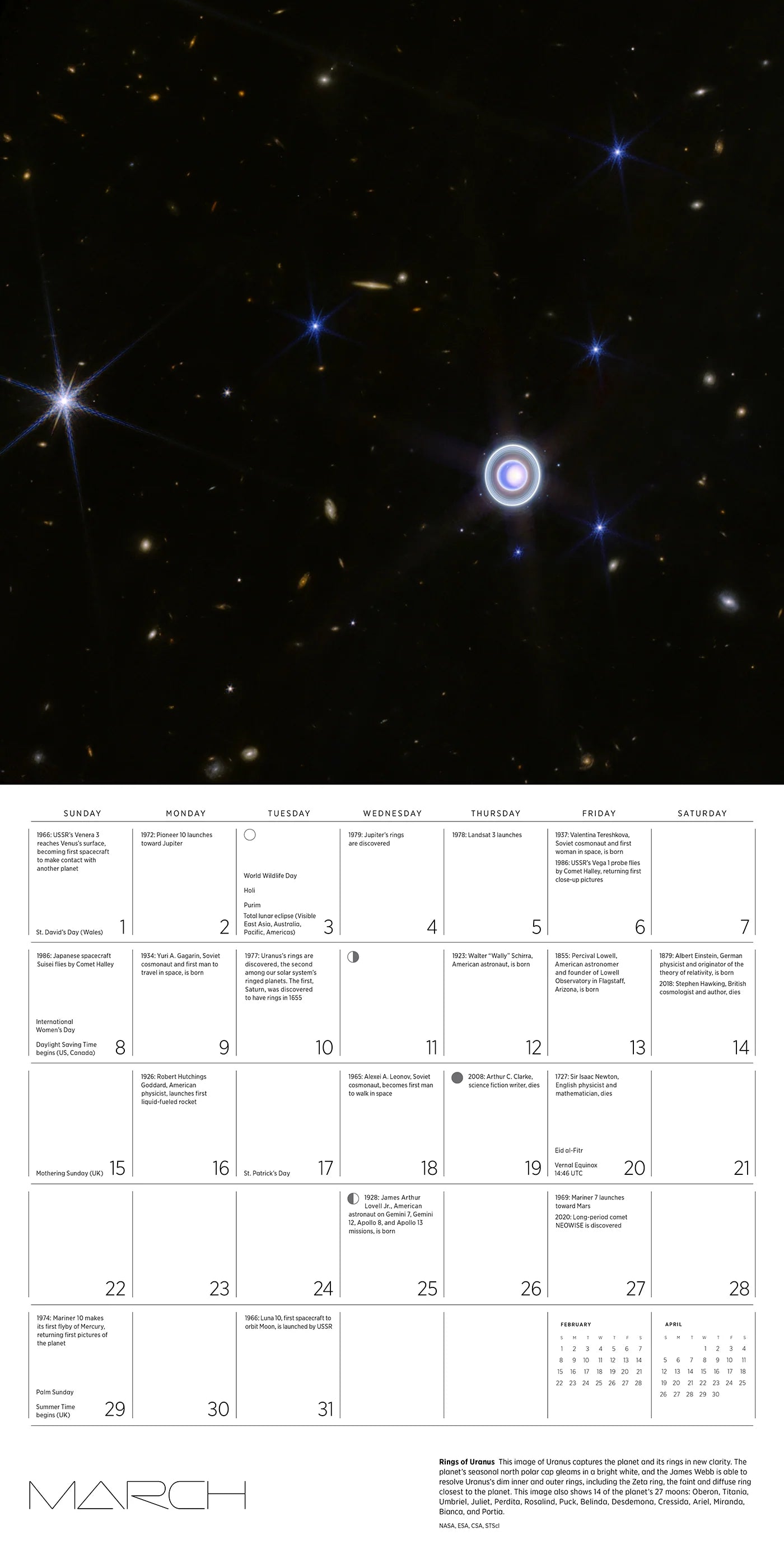 Space: Views From The Hubble & James Webb Telescope 2026 Wall Calendar
