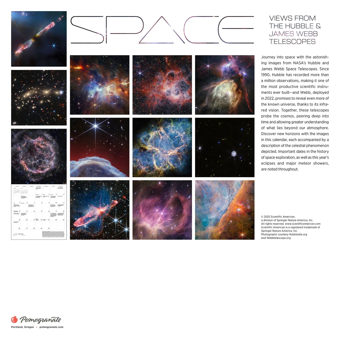 Space: Views From The Hubble & James Webb Telescope 2026 Wall Calendar