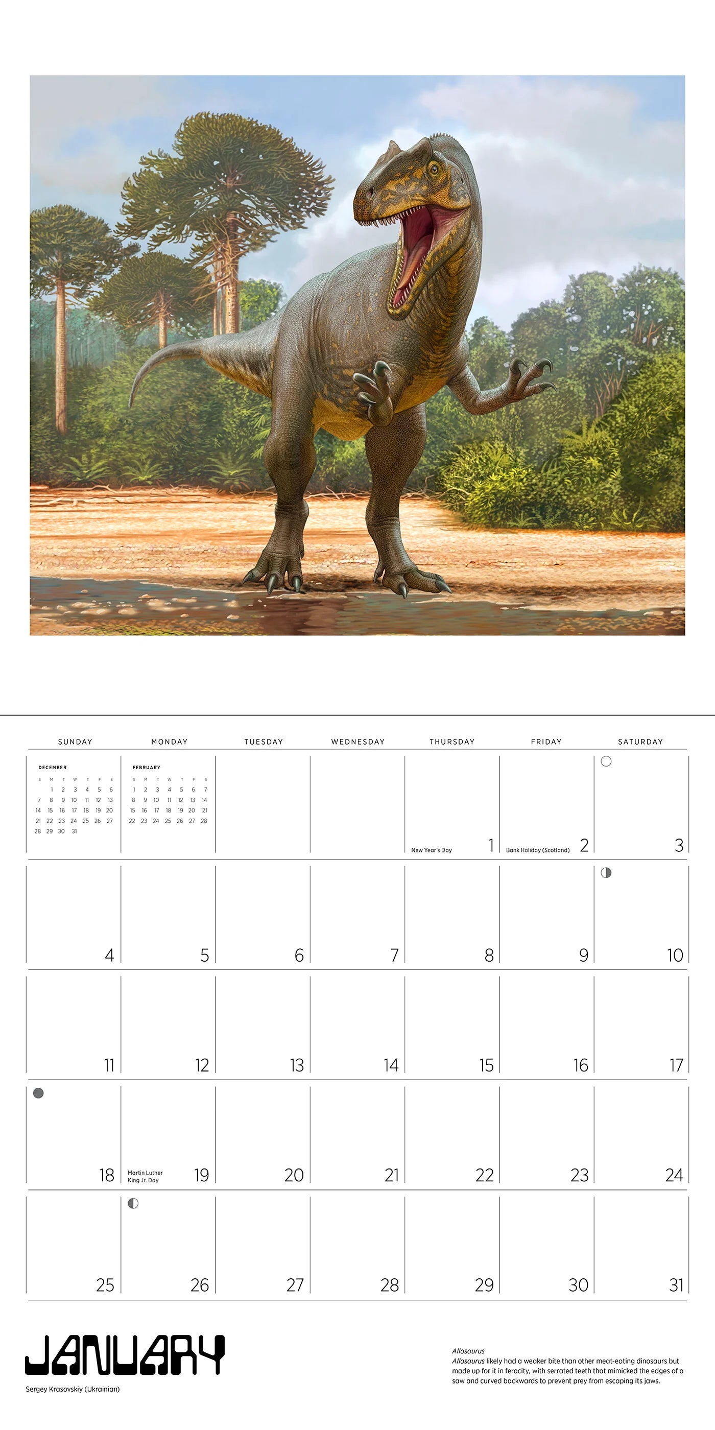 Dinosaurs: The Art of Sergey Krasovskiy 2026 Wall Calendar