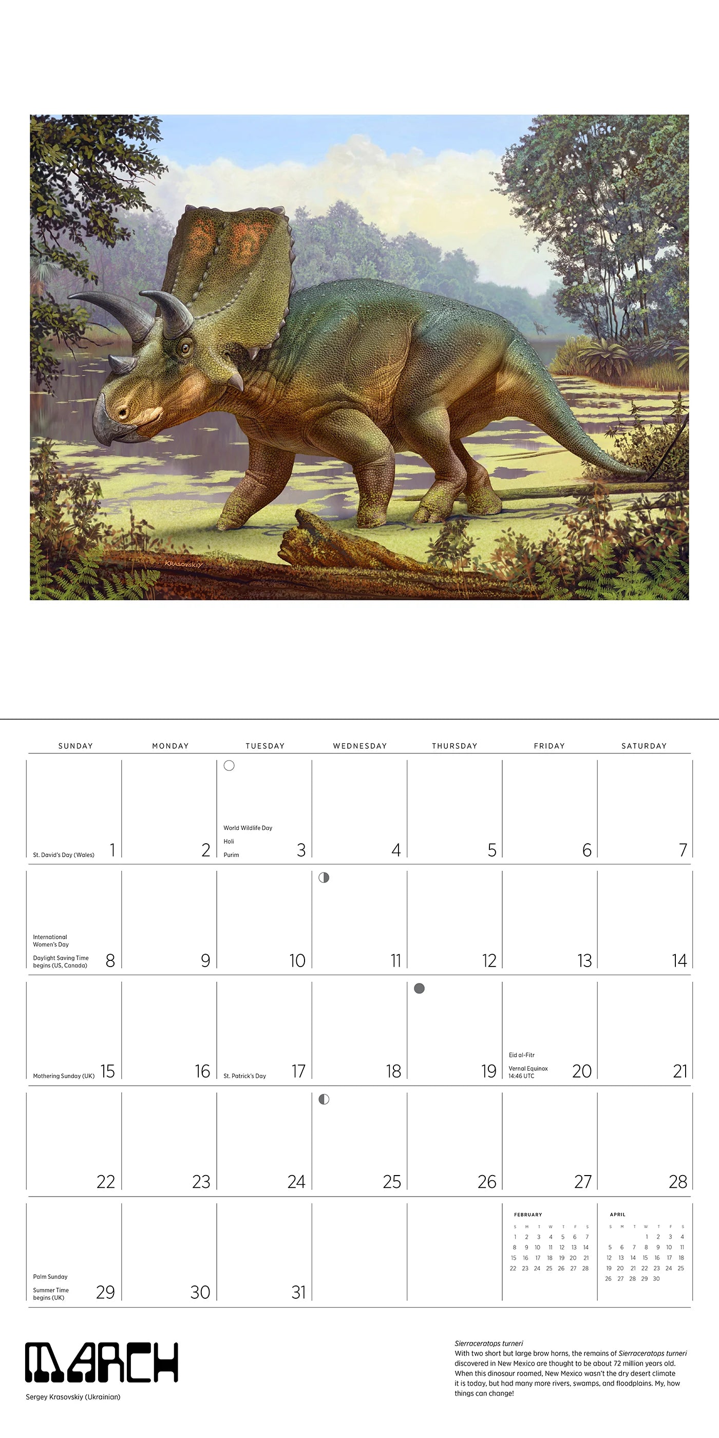 Dinosaurs: The Art of Sergey Krasovskiy 2026 Wall Calendar