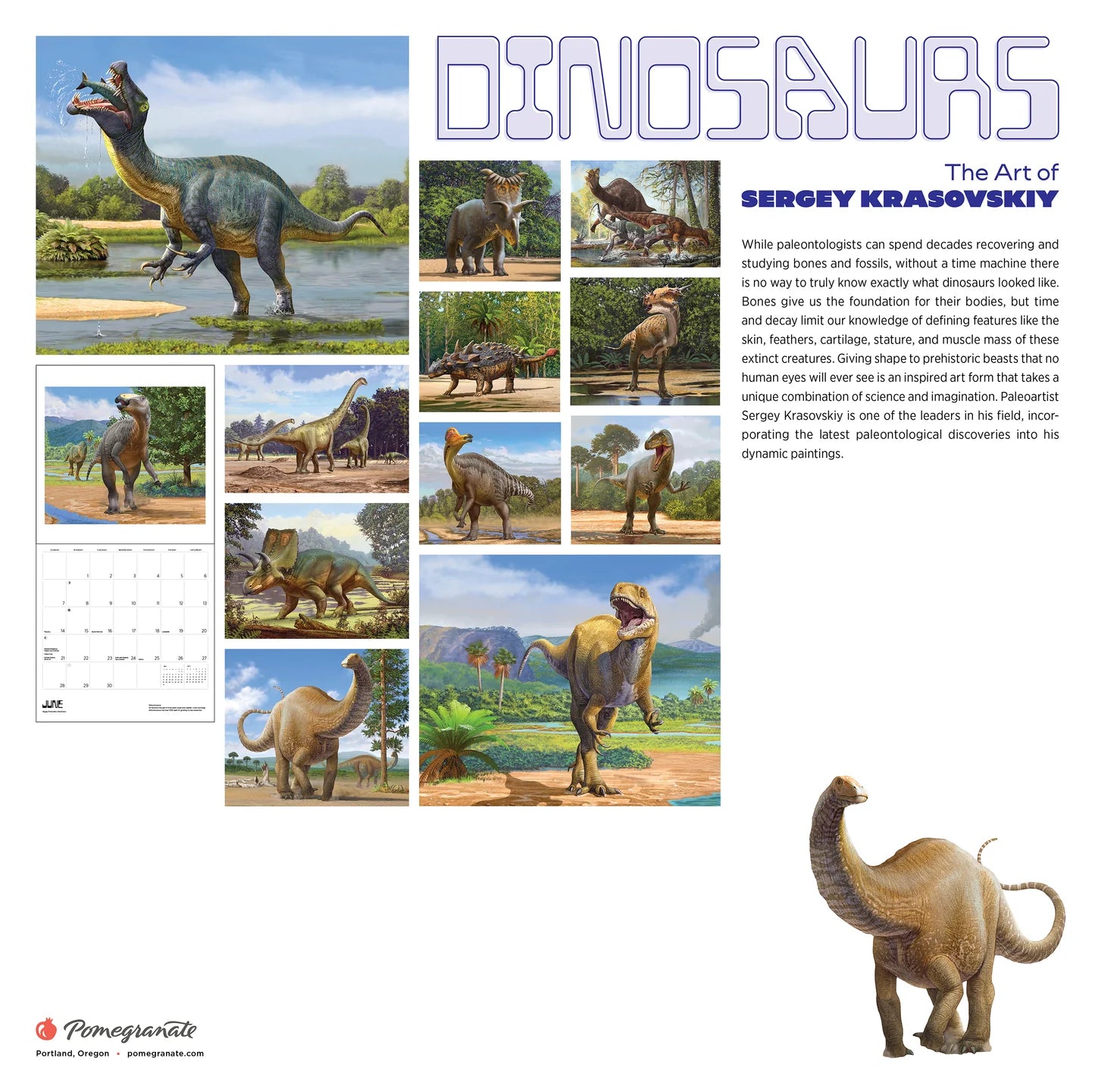 Dinosaurs: The Art of Sergey Krasovskiy 2026 Wall Calendar
