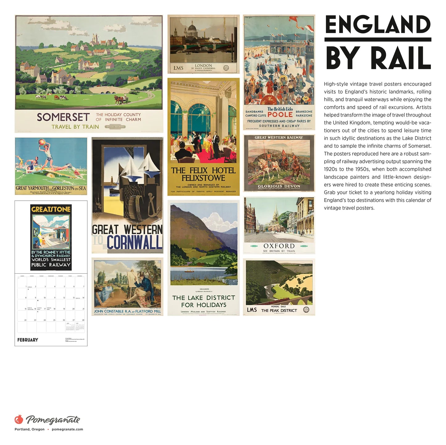 England By Rail: Vintage Travel Posters 2026 Wall Calendar
