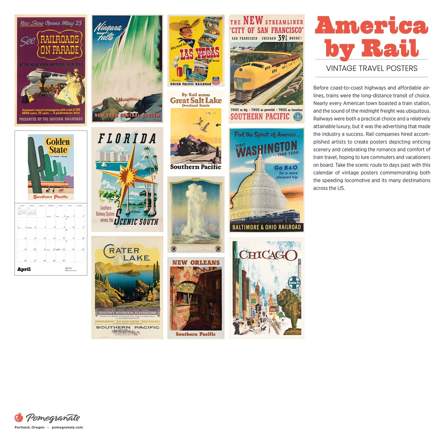America By Rail: Vintage Travel Posters 2026 Wall Calendar
