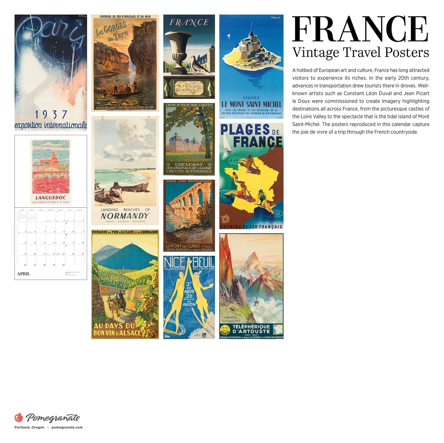 France: Vintage Travel Posters 2026 Wall Calendar