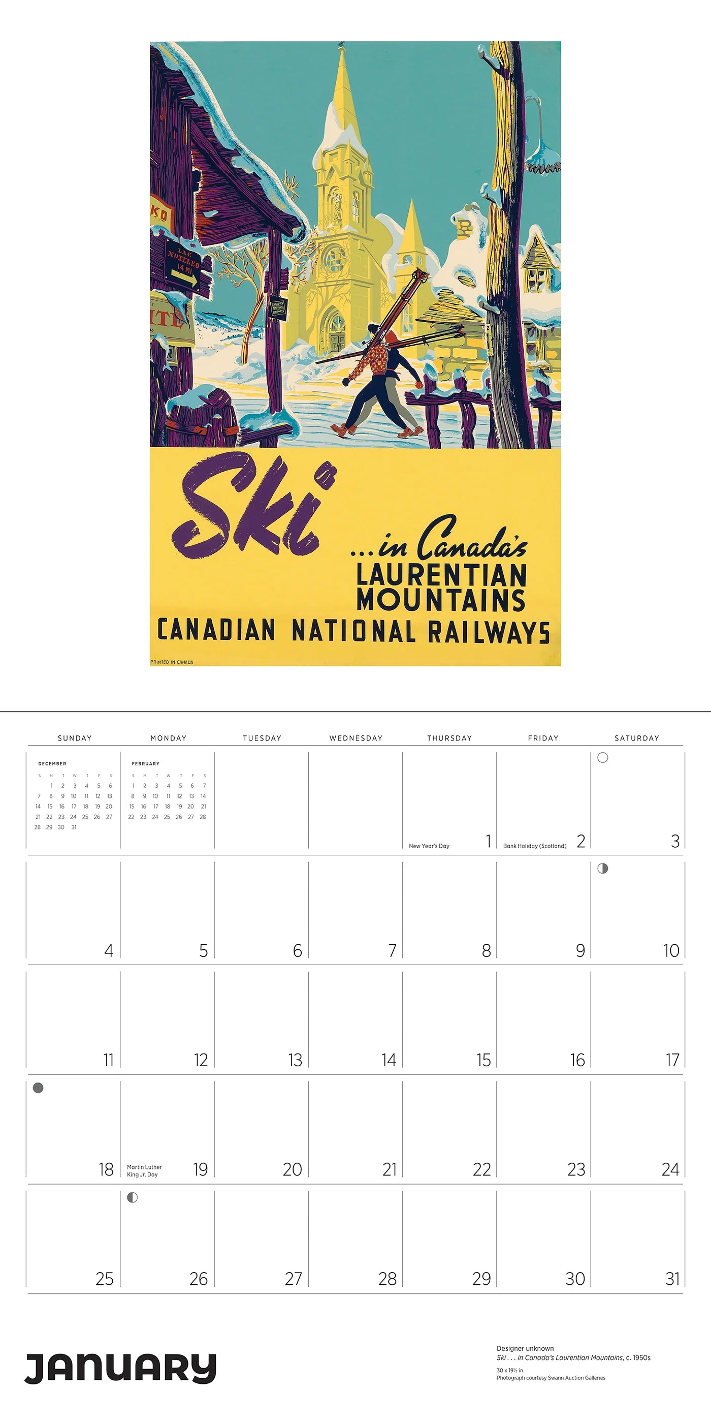 Canada Vintage Travel Posters 2026 Wall Calendar