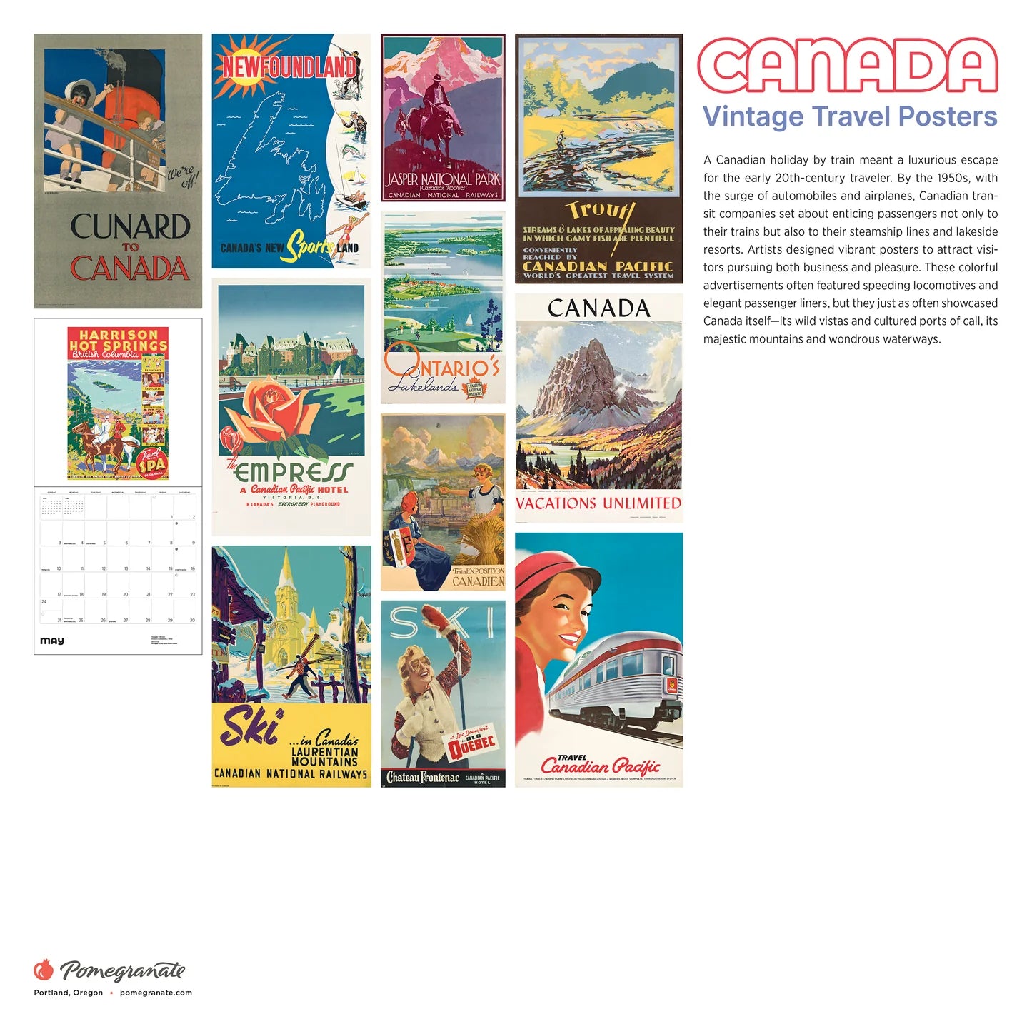 Canada Vintage Travel Posters 2026 Wall Calendar