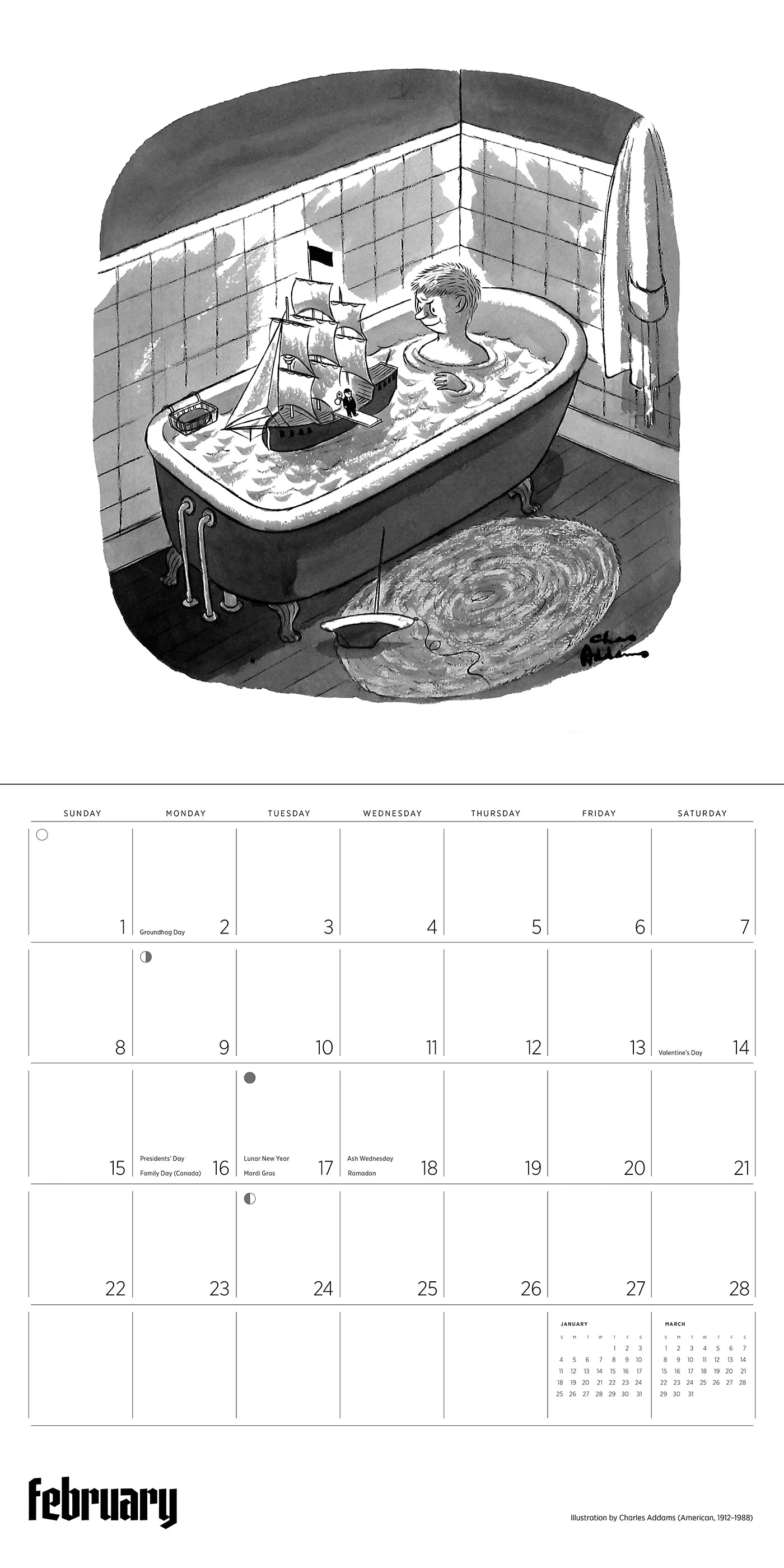Charles Addams: The Addams Family 2026 Wall Calendar