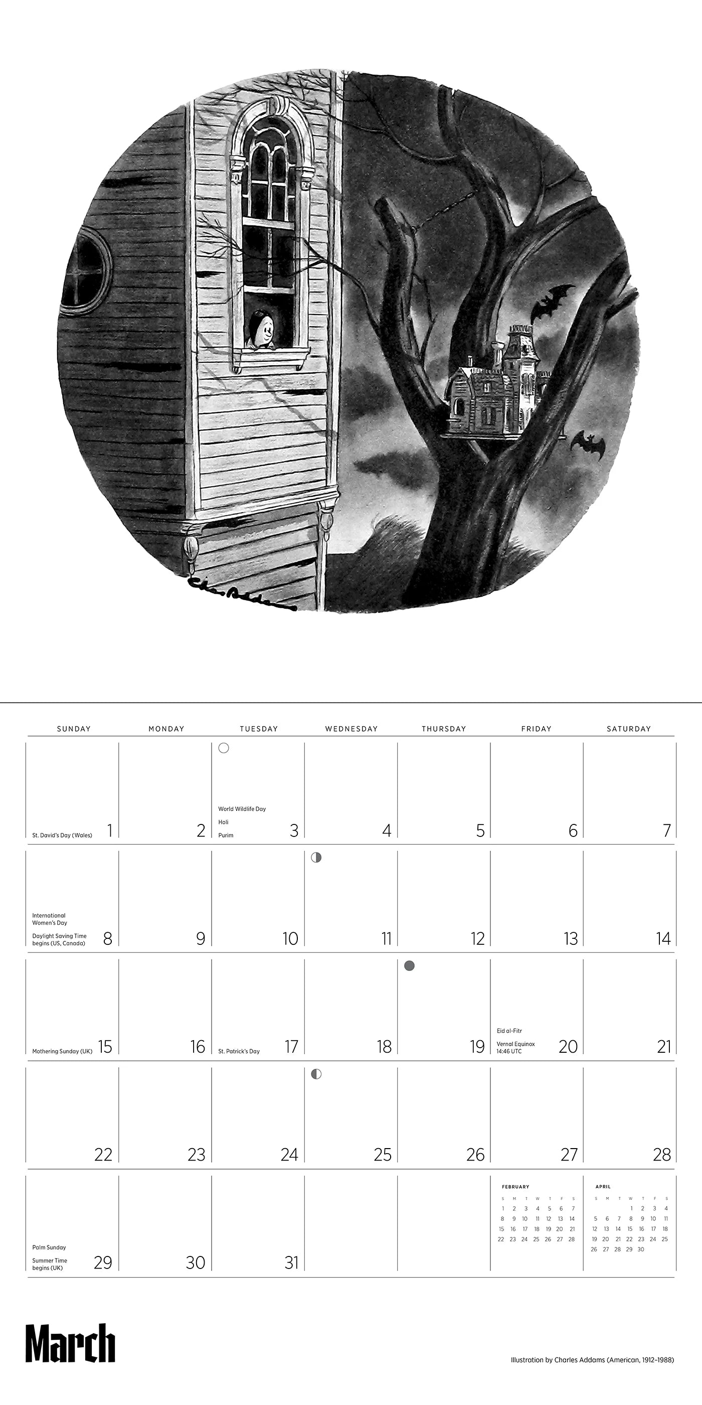 Charles Addams: The Addams Family 2026 Wall Calendar