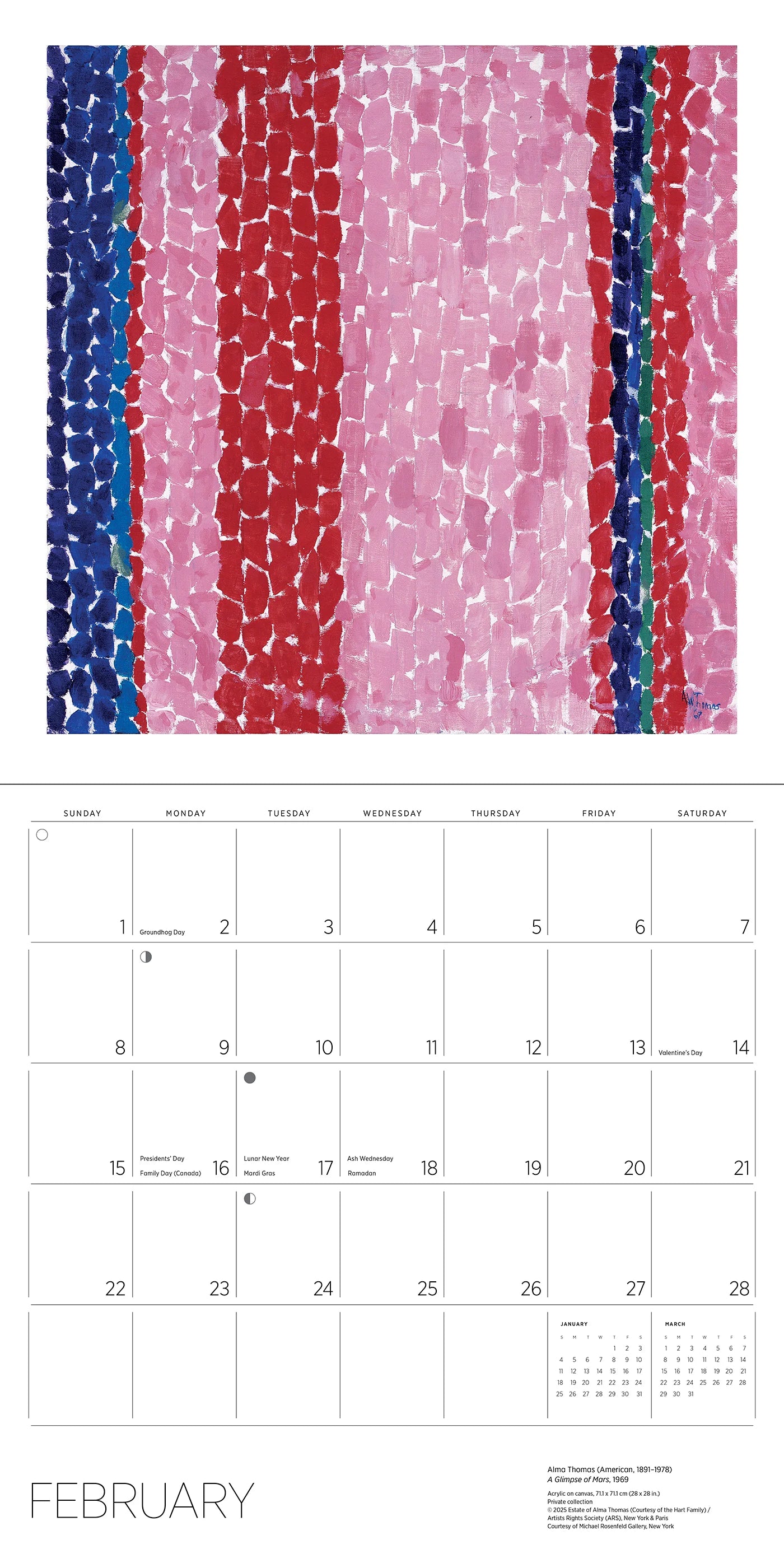 Alma Thomas 2026 Wall Calendar