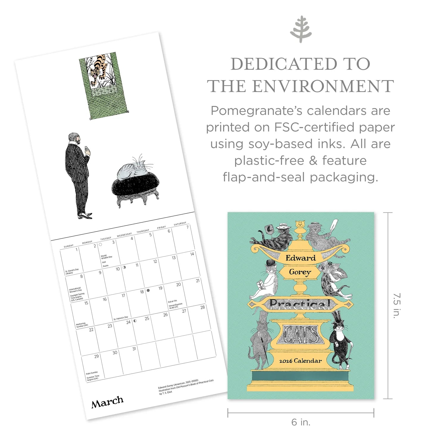 Edward Gorey Practical Cats 2026 Mini Wall Calendar