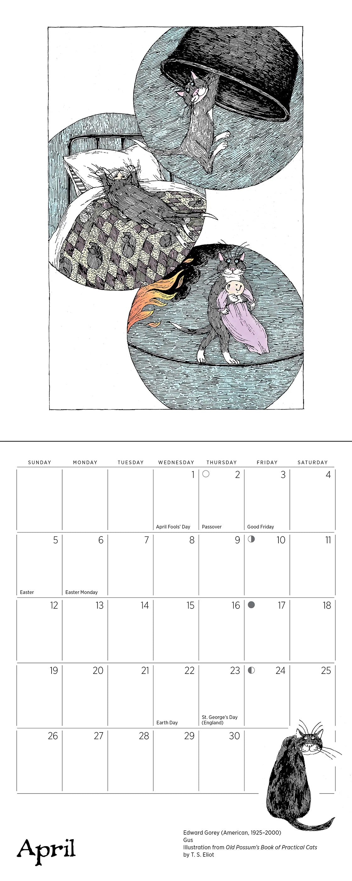 Edward Gorey Practical Cats 2026 Mini Wall Calendar