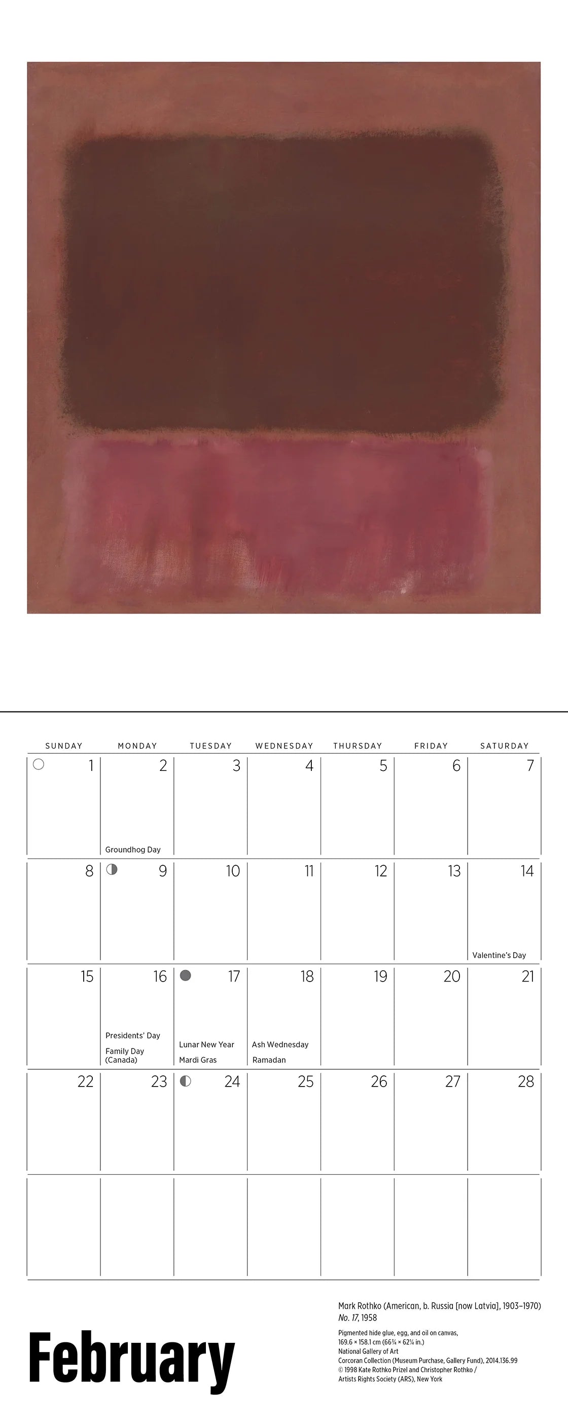 Rothko 2026 Mini Wall Calendar