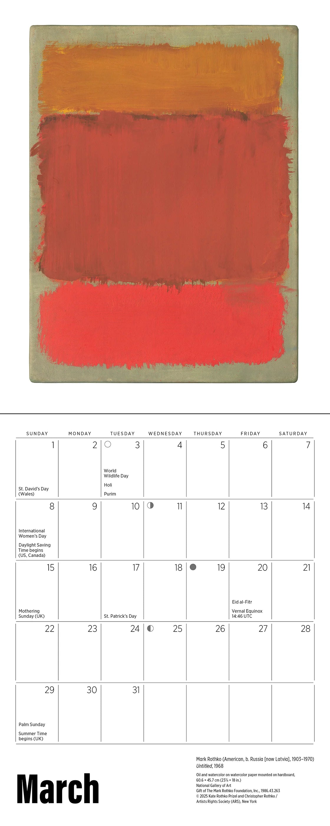 Rothko 2026 Mini Wall Calendar