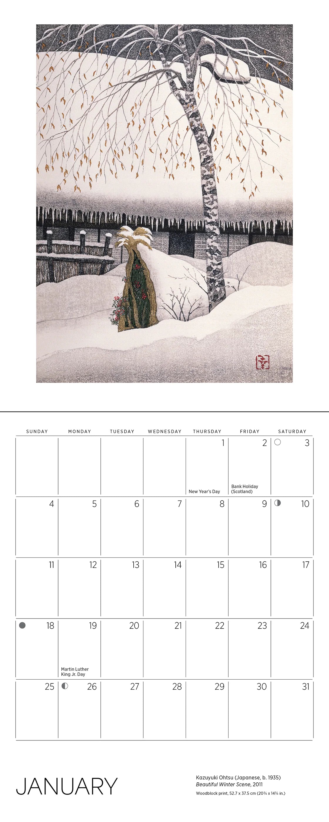 Serenity: Kazuyuki Ohtsu 2026 Mini Wall Calendar