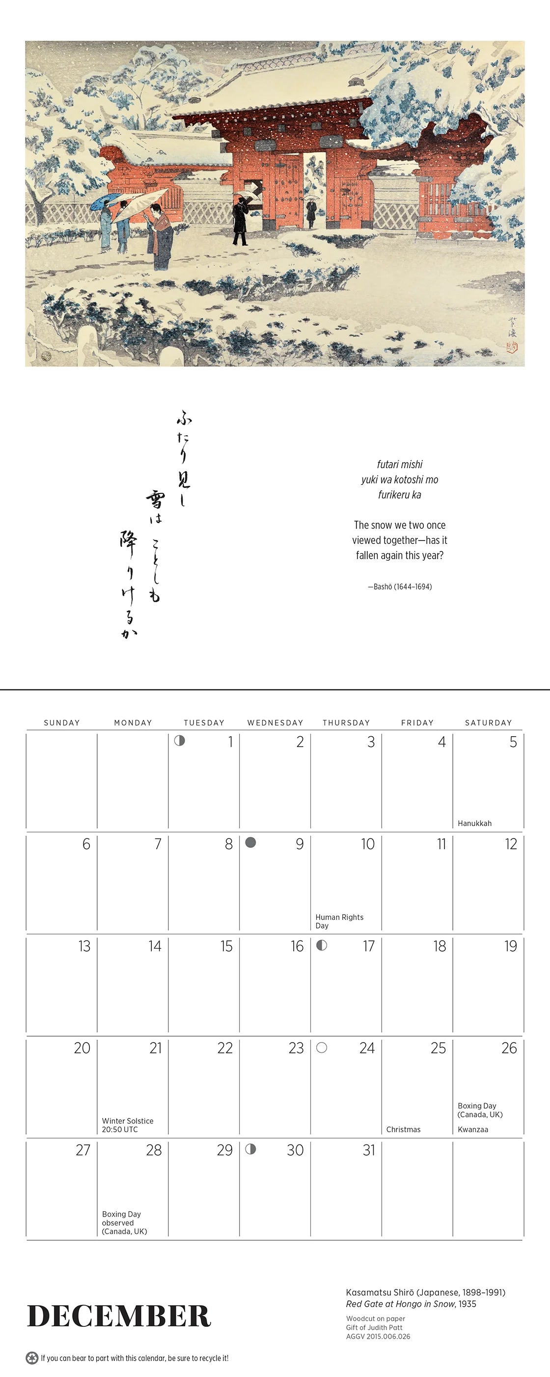 Haiku: Japanese Art & Poetry 2026 Mini Wall Calendar