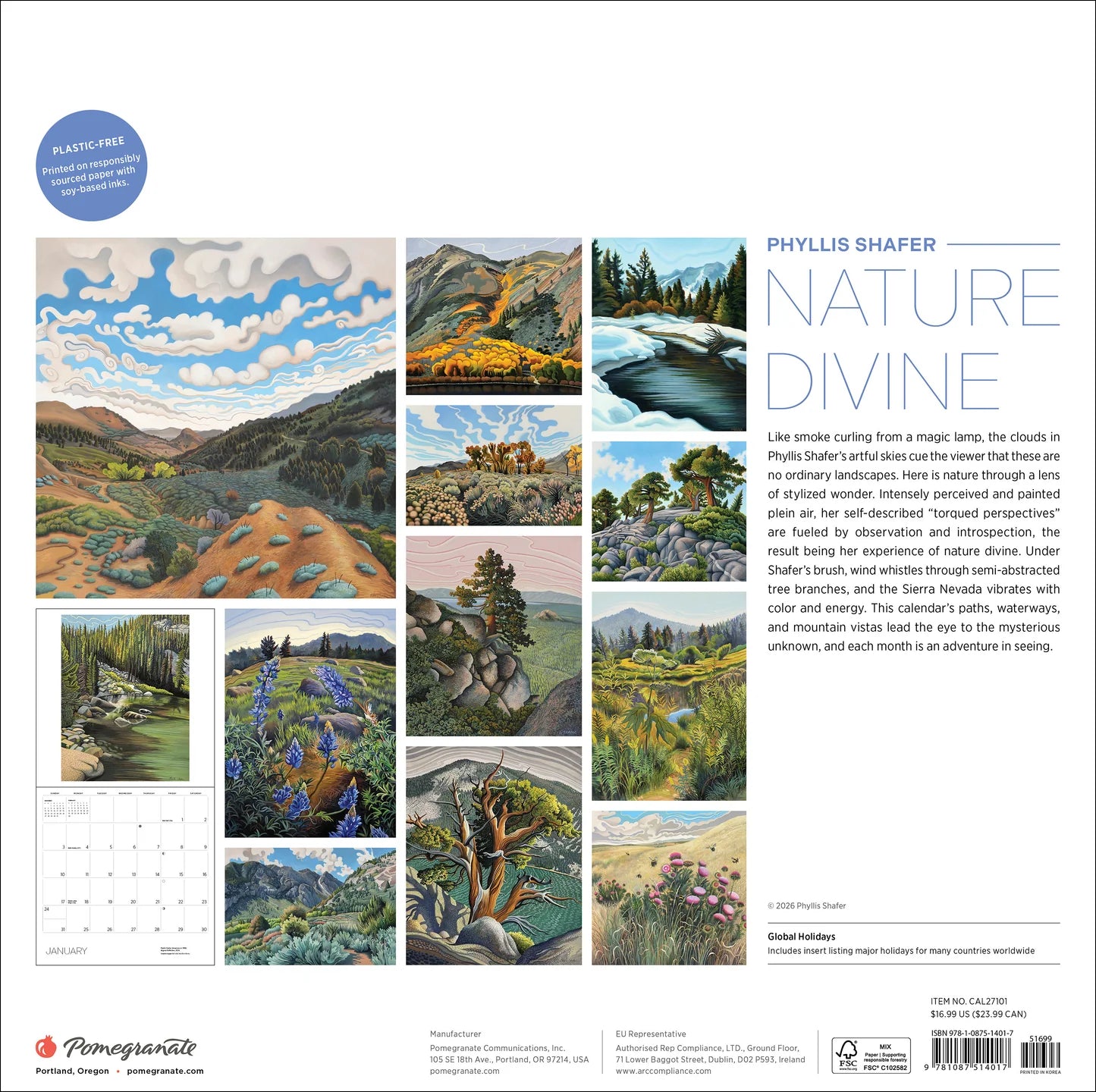 POM Phyllis Shafer: Nature Divine 2027 Wall Calendar