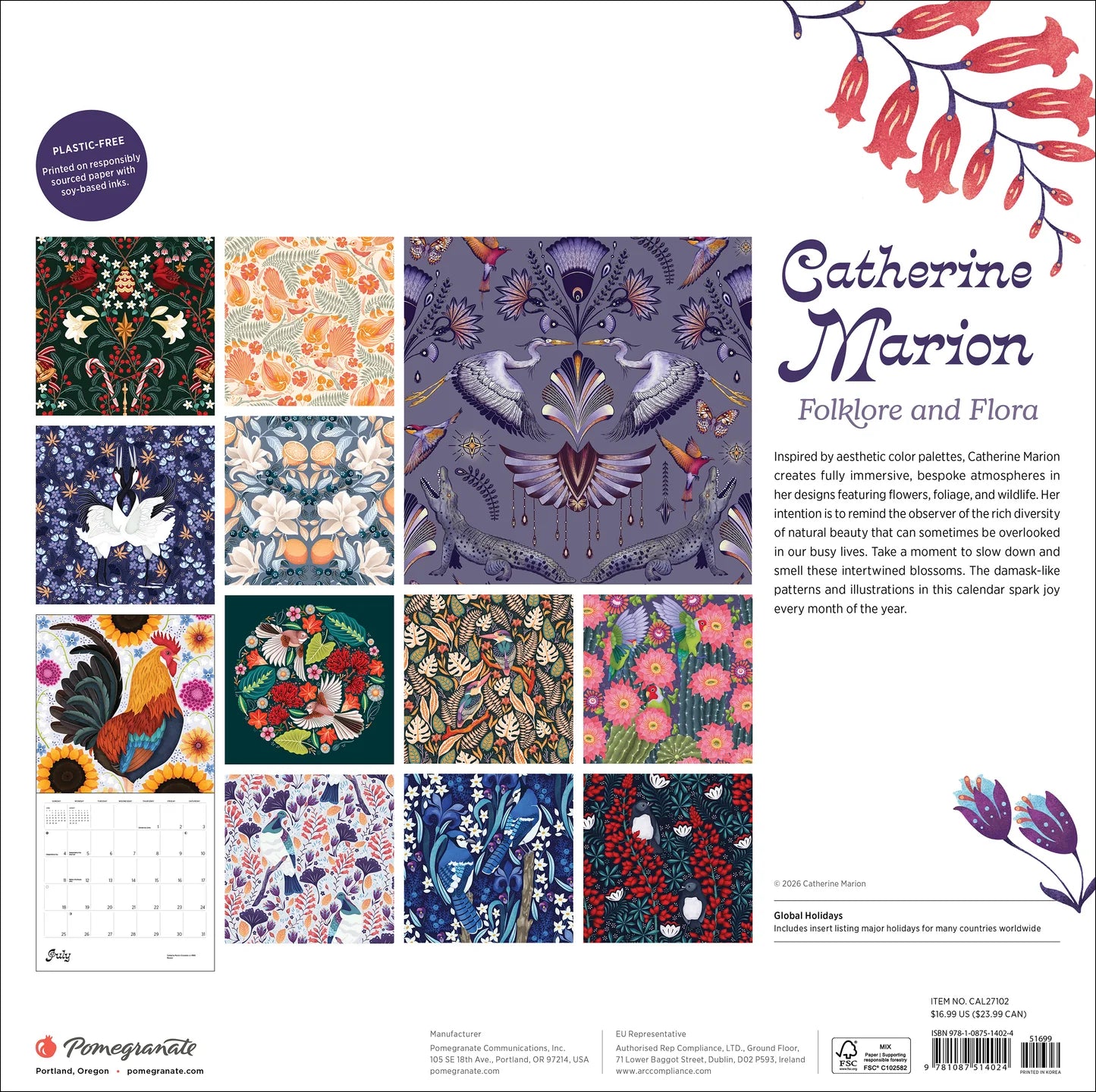POM Catherine Marion: Folklore and Flora 2027 Wall Calendar