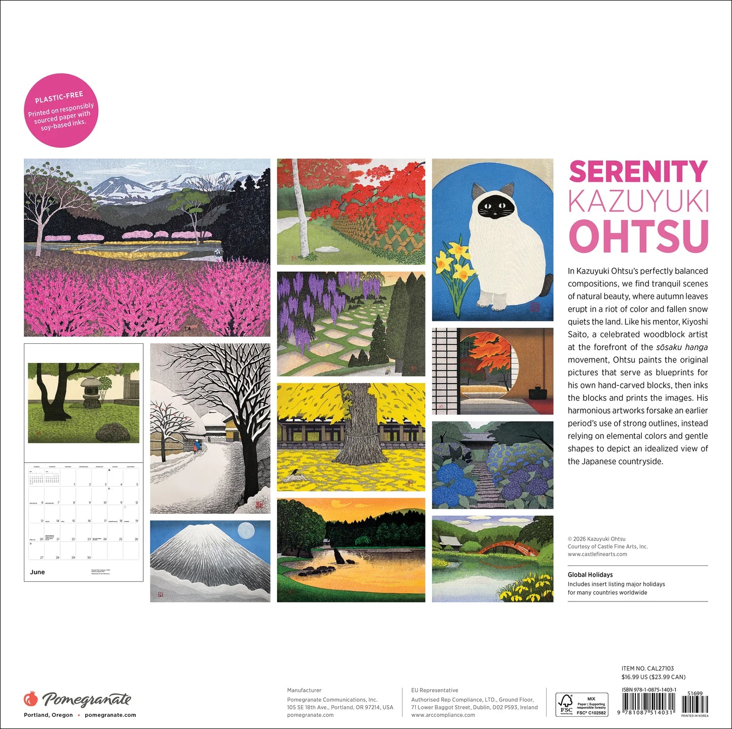 POM Serenity: Kazuyuki Ohtsu 2027 Wall Calendar