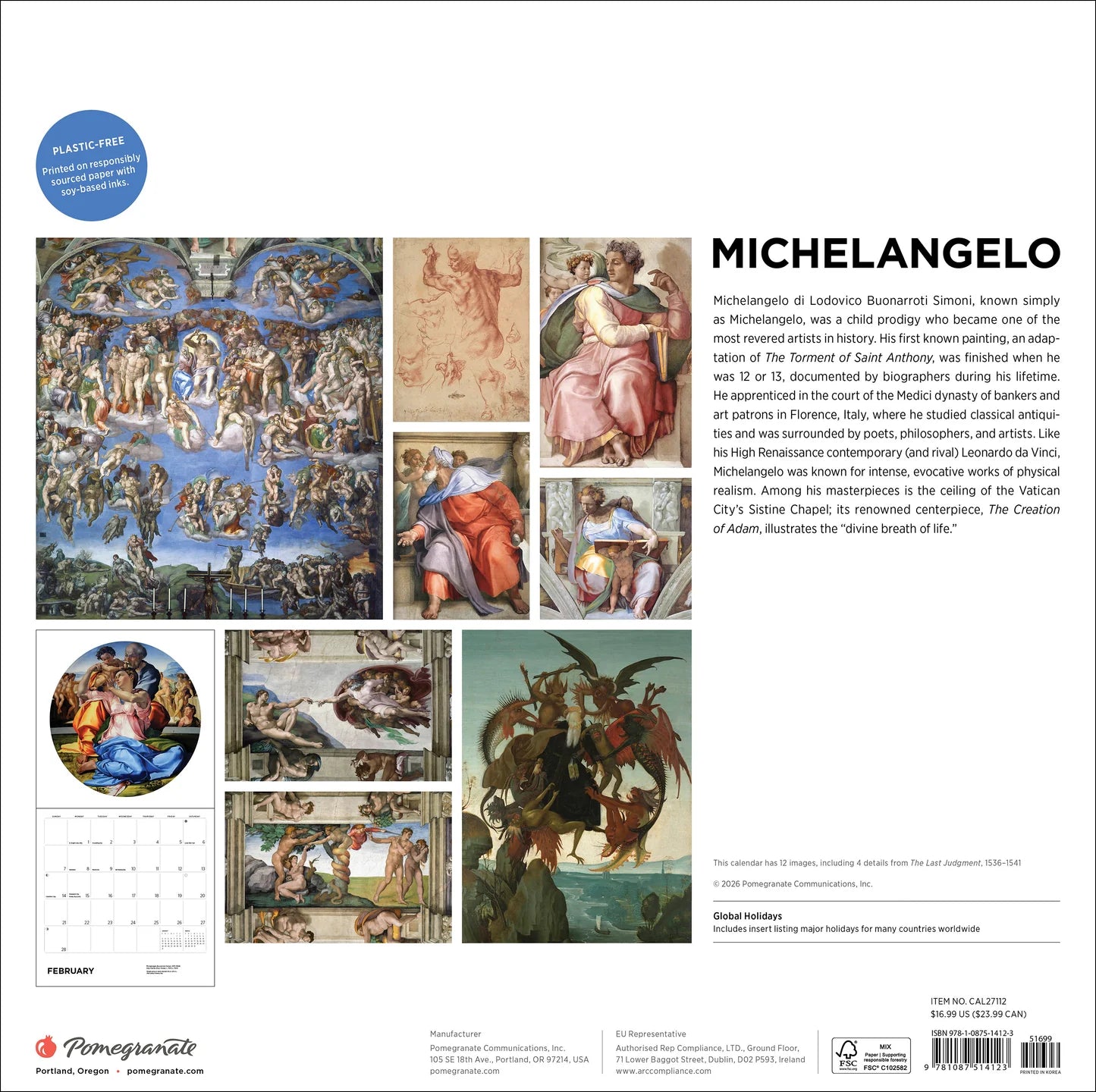 POM Michelangelo 2027 Wall Calendar